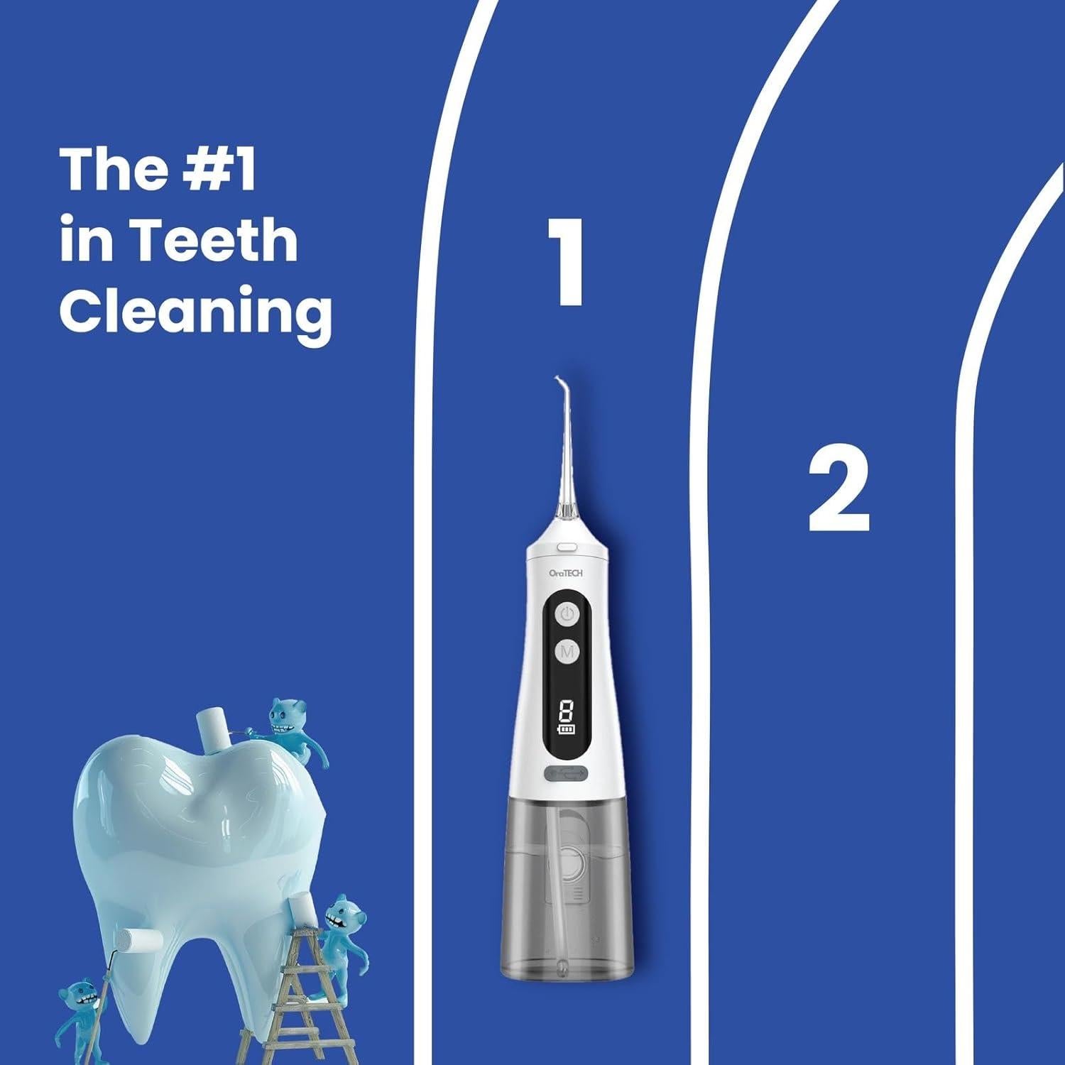 Irrigador Oral Portátil OraTECH 350ML Inalámbrico IPX7 Blanco