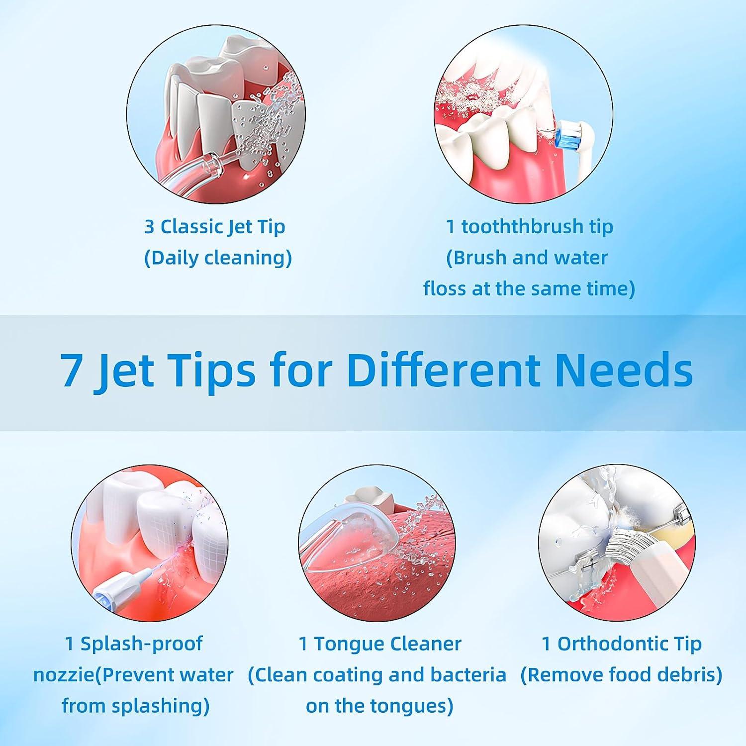 Irrigador Oral Eléctrico AMZBSR Blanco 350ml 9 Modos IPX7