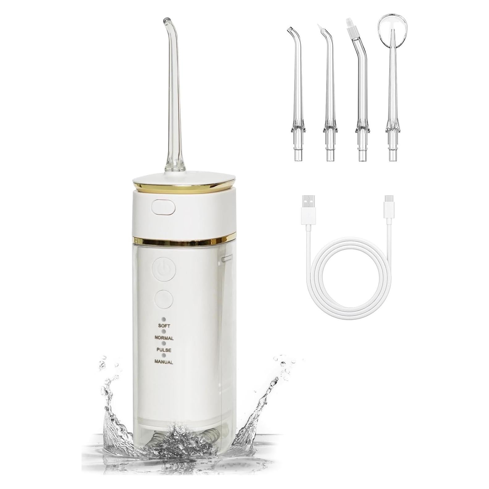 Irrigador Oral Portátil CUXFLS Blanco, Recargable, IPX7, 4 Modos