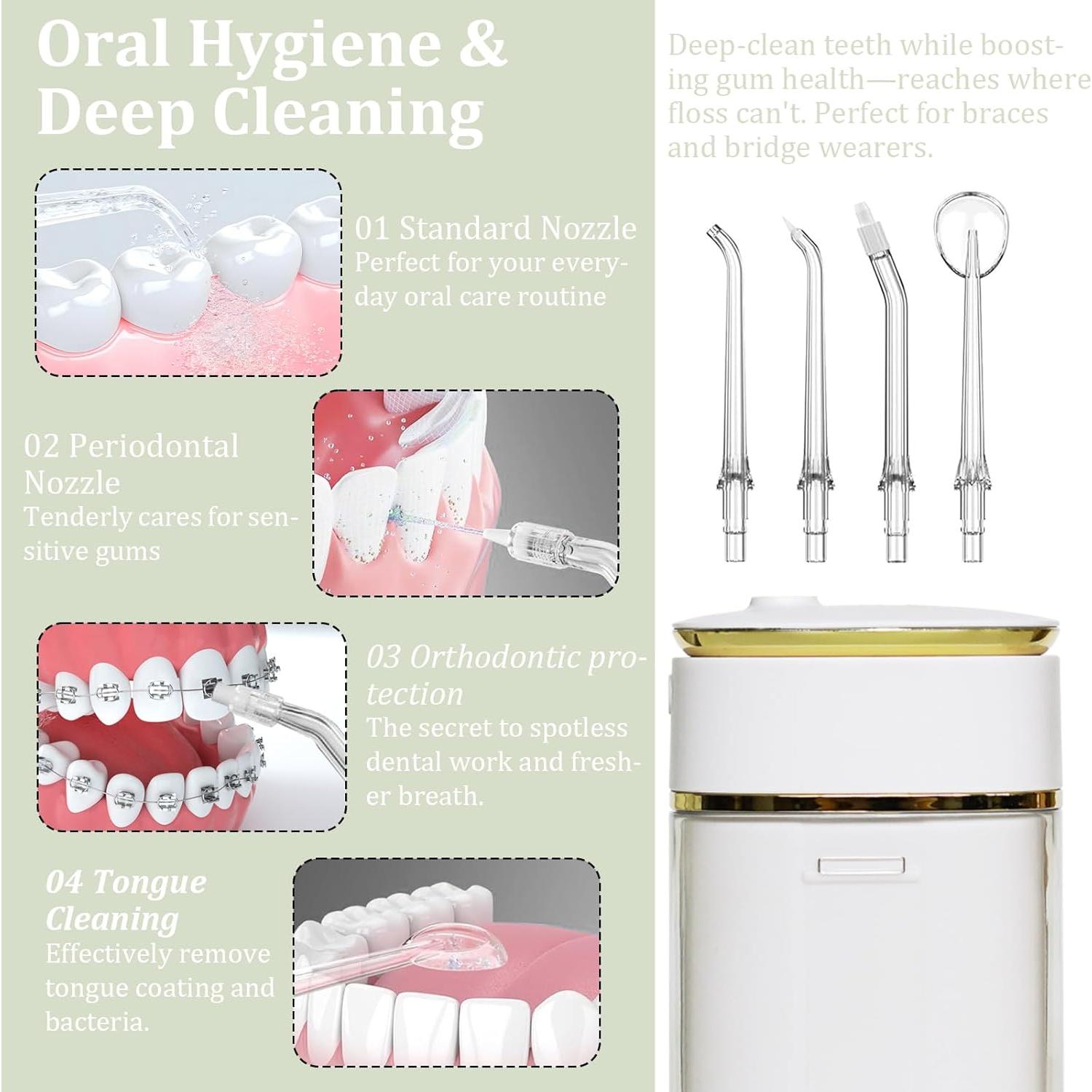 Irrigador Oral Portátil CUXFLS Blanco, Recargable, IPX7, 4 Modos