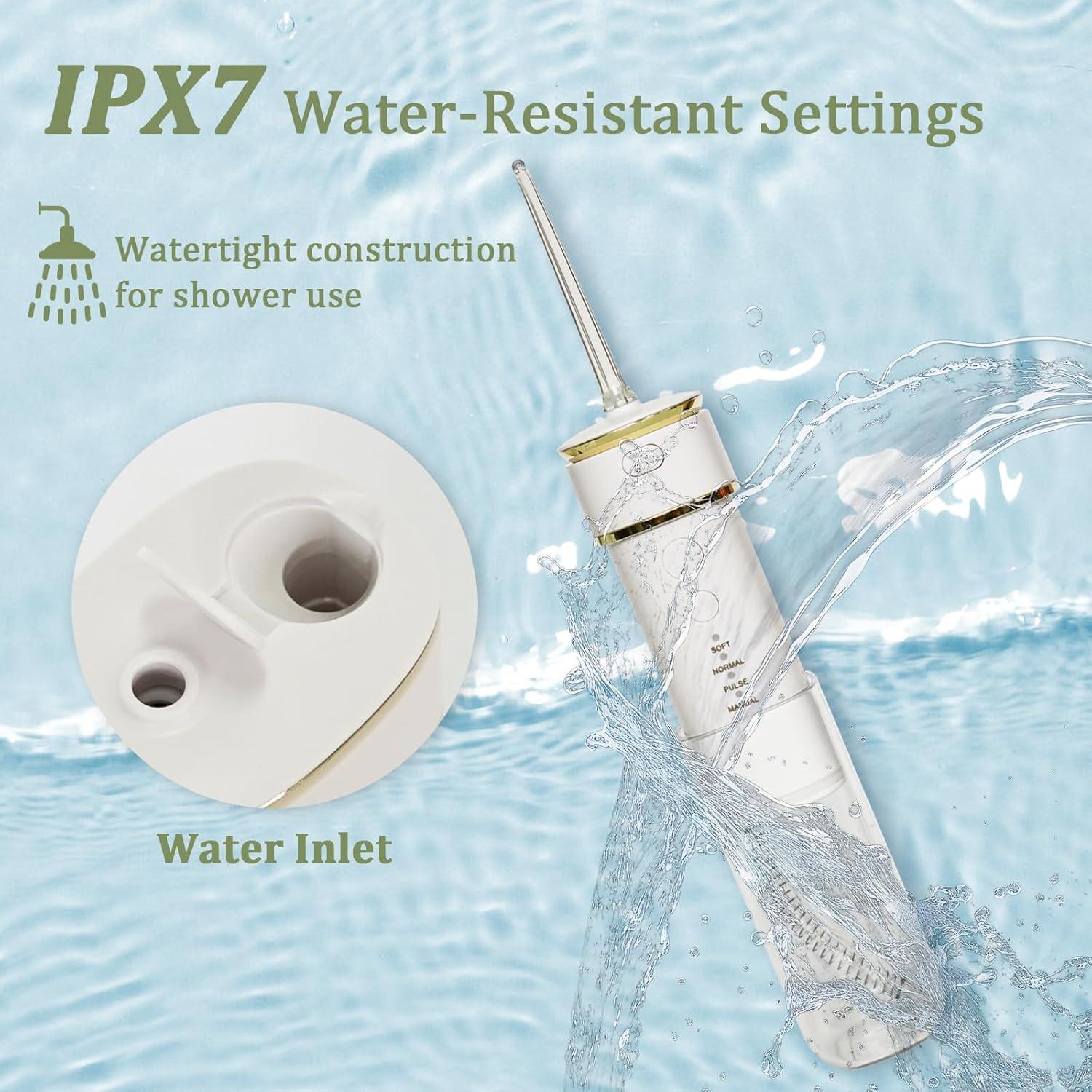 Irrigador Oral Portátil CUXFLS Blanco, Recargable, IPX7, 4 Modos