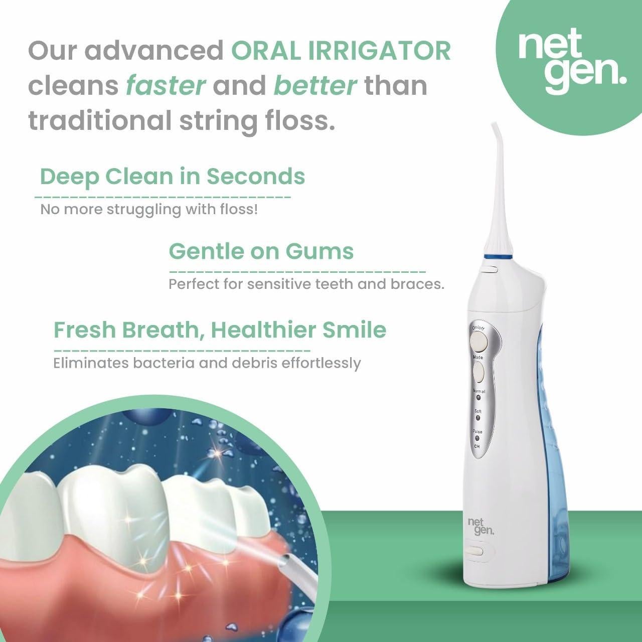 Irrigador Oral Inalámbrico NetGen FC159 con 3 Modos