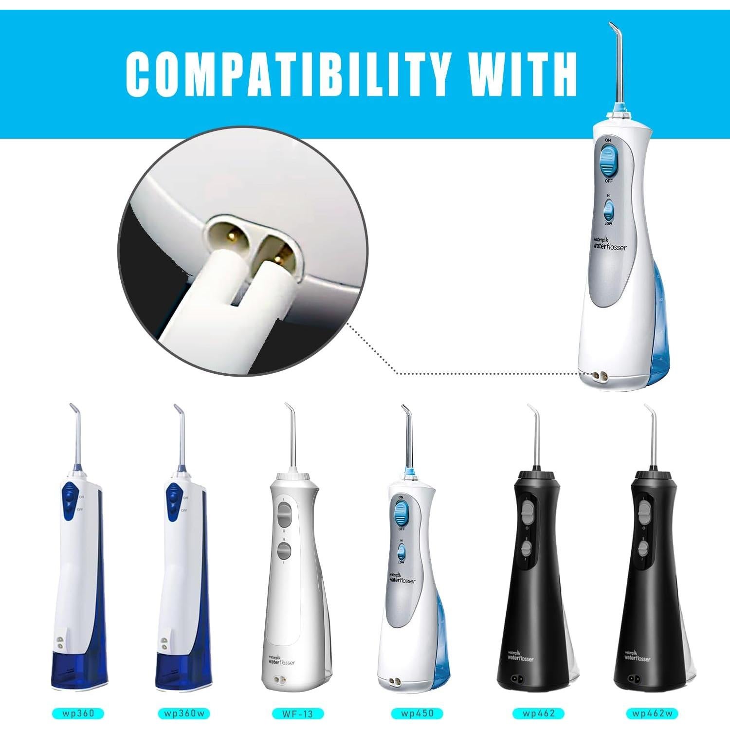 Cargador de Reemplazo Waterpik WP360 WP450 5FT Blanco