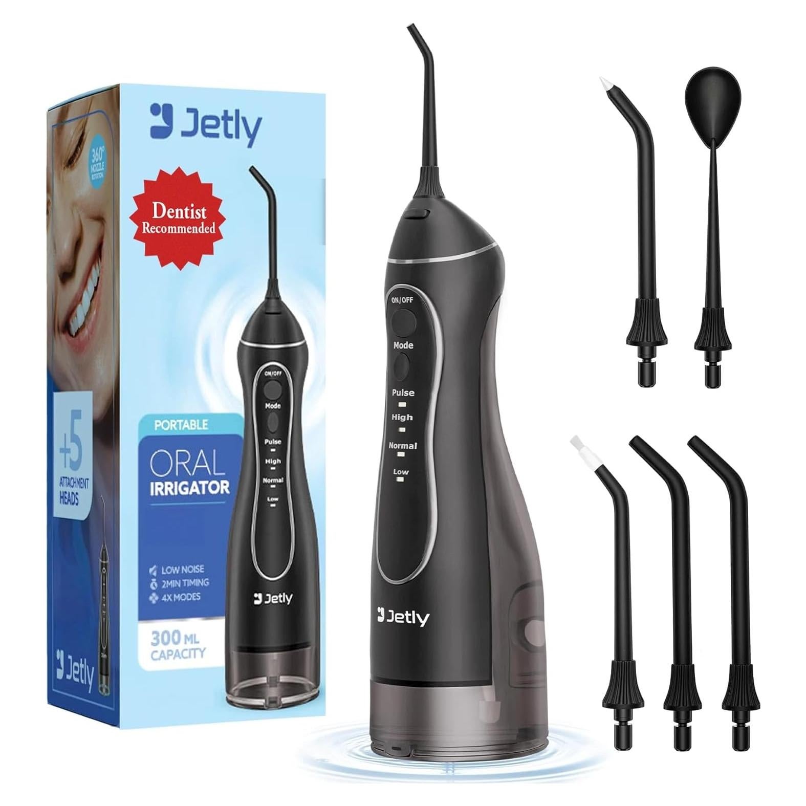Irrigador Dental Inalámbrico Jetly J101 300ml IPX7 Negro