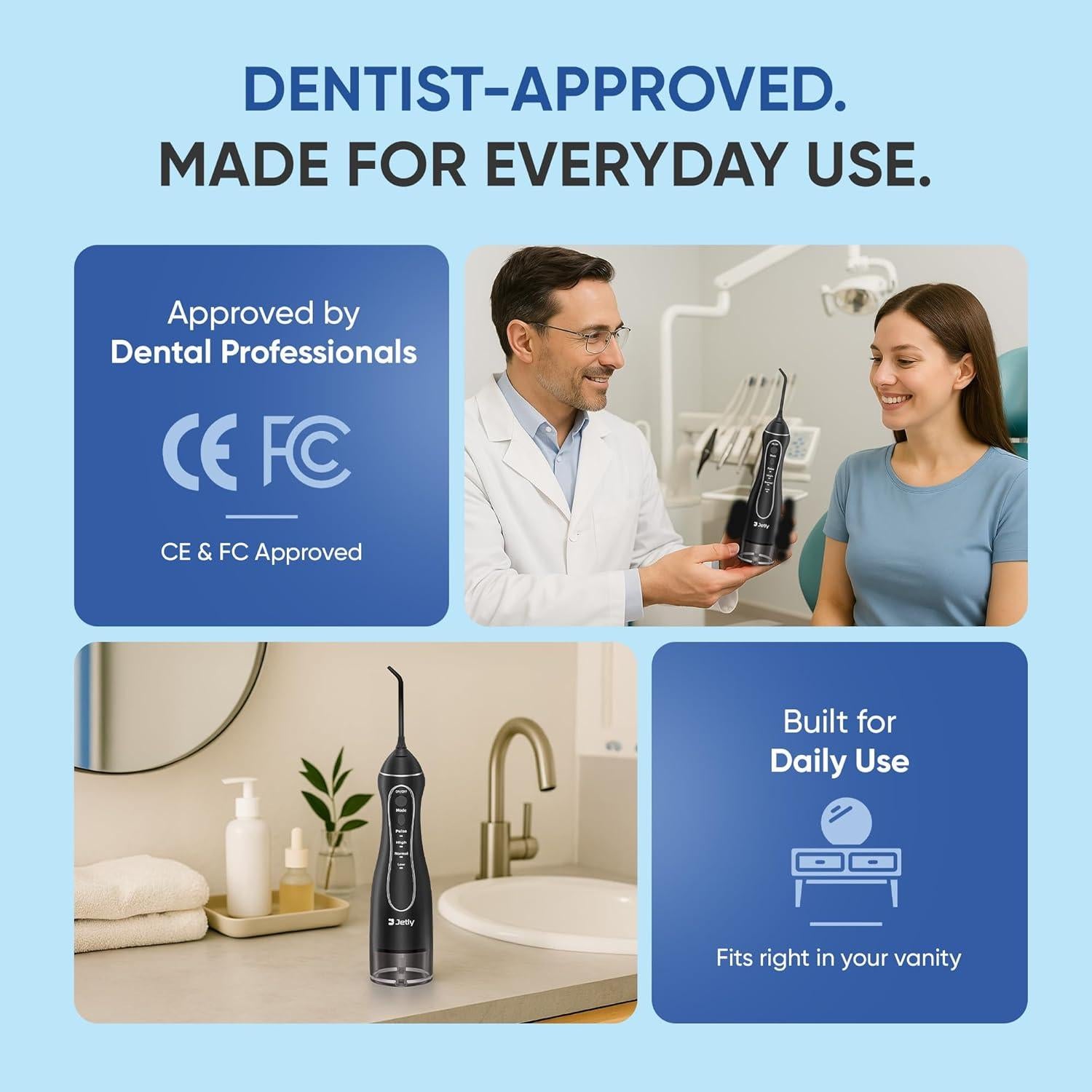 Irrigador Dental Inalámbrico Jetly J101 300ml IPX7 Negro