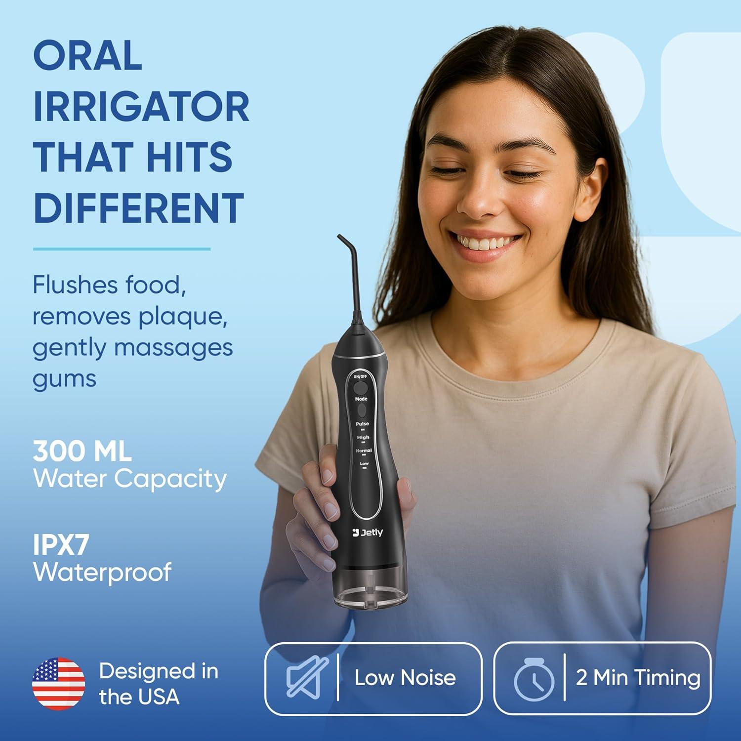 Irrigador Dental Inalámbrico Jetly J101 300ml IPX7 Negro