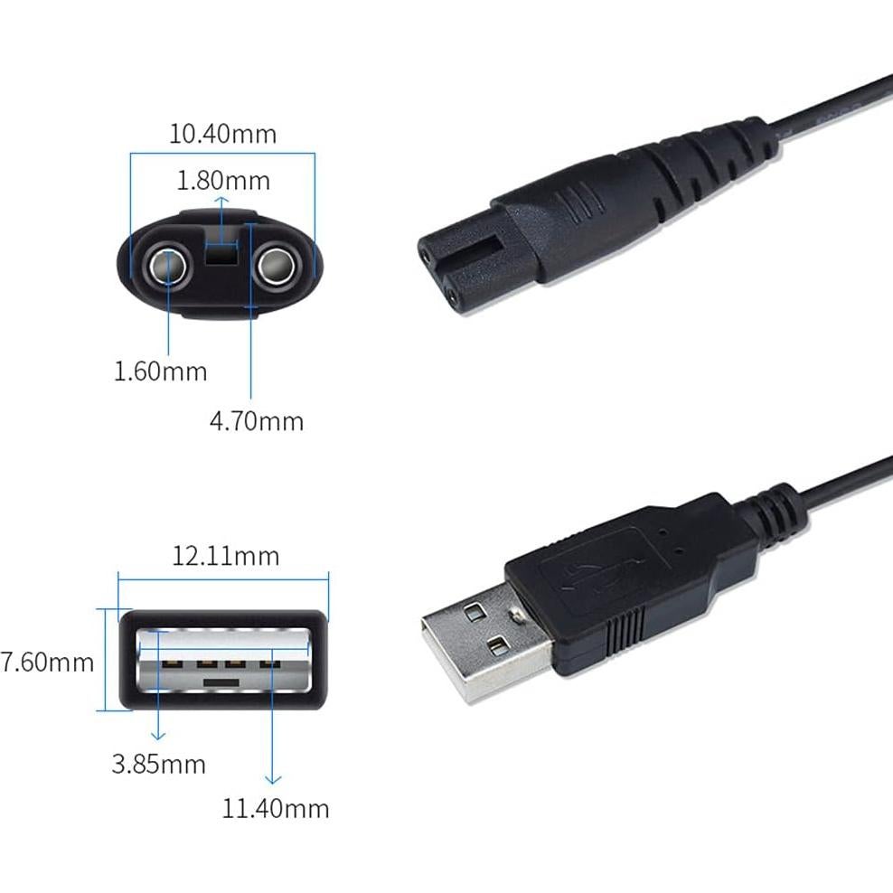 Cable de Carga USB para Irrigador Dental QEJADI Negro 1 Pcs