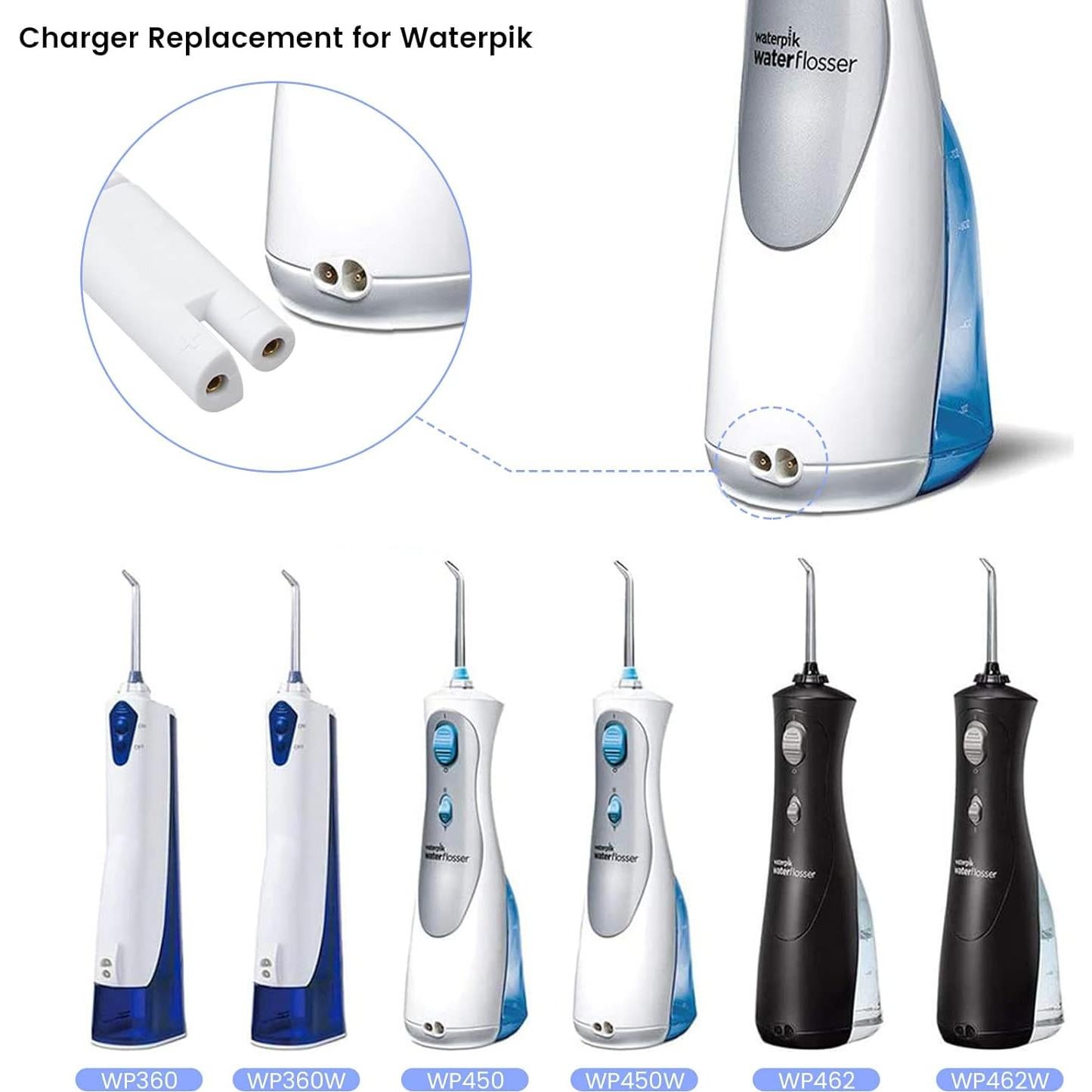 Cargador Reemplazo Waterpik WP360 WP462 WP450 1.5m Blanco