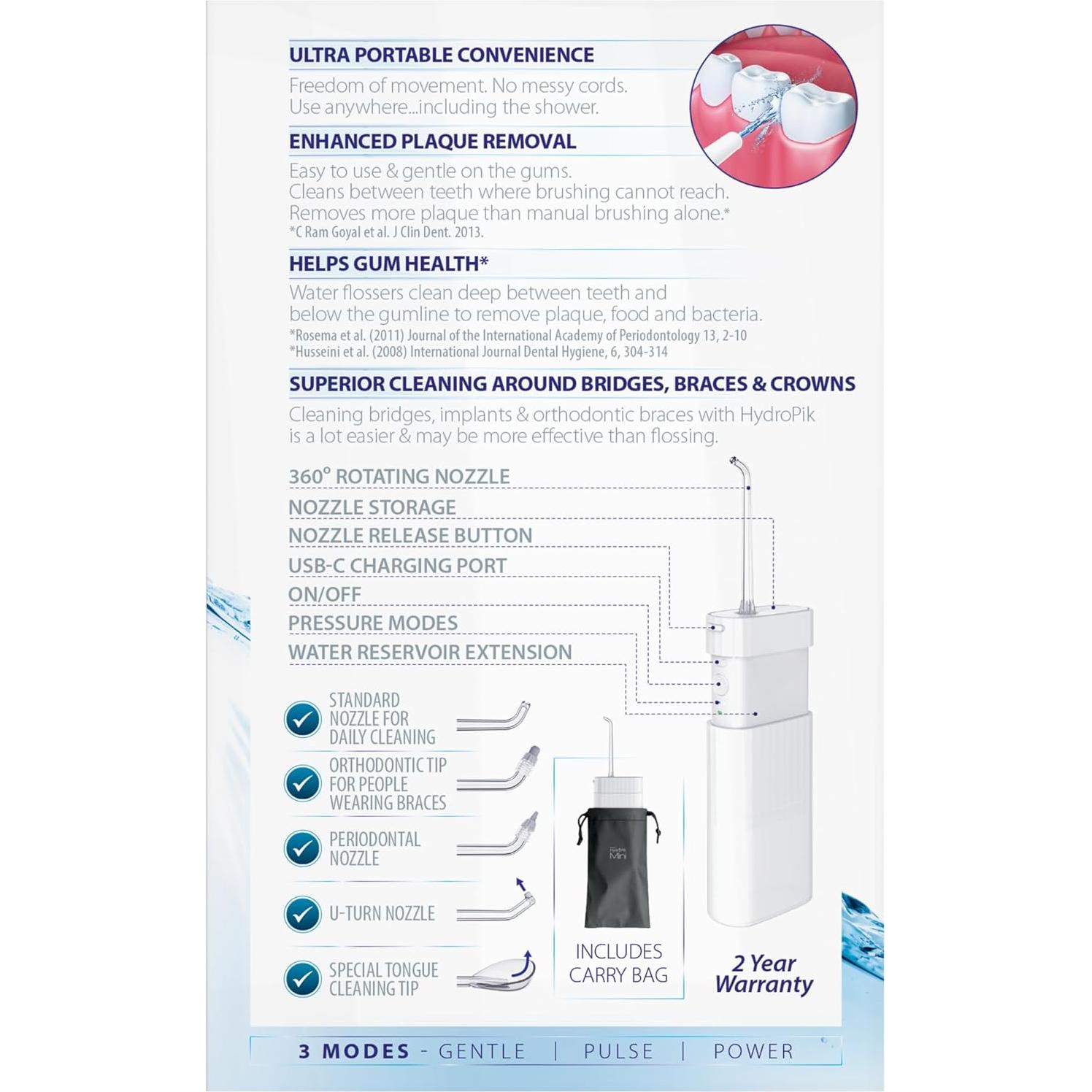 Hilo Dental Hidropik Mini Piksters - Irrigador Oral Portátil USB-C