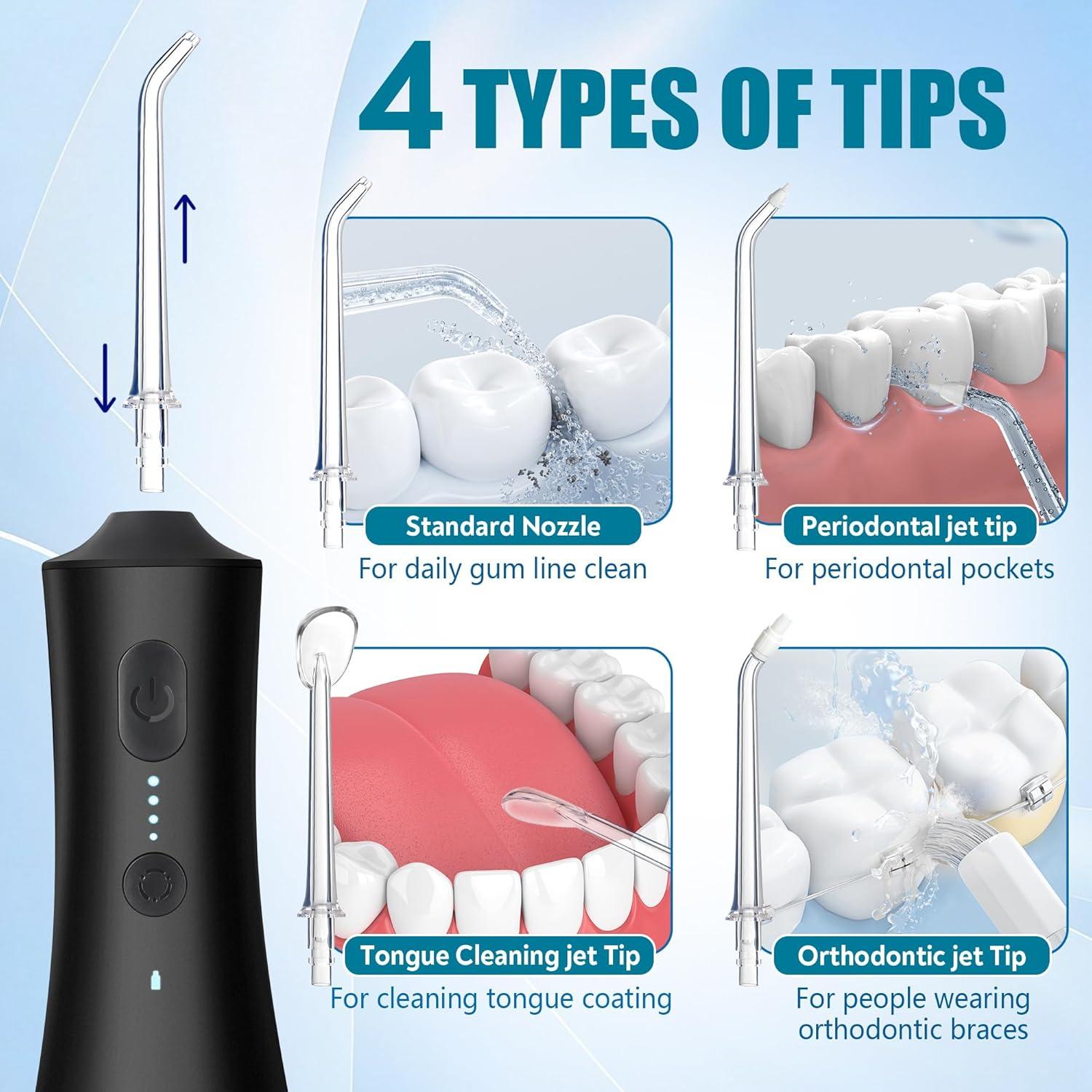 Irrigador Oral Inalámbrico ZOFGENOW 300ml 4 Modos Negro