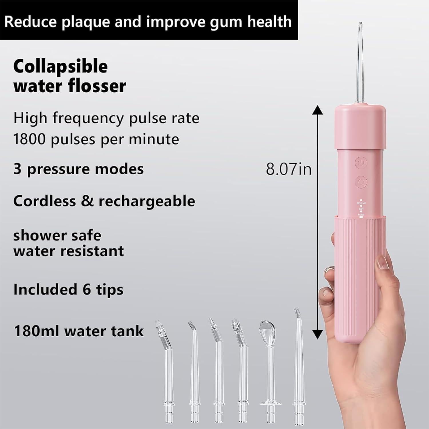 Irrigador Oral Portátil HUACO CARE H400 Rosa 3 Modos IPX7