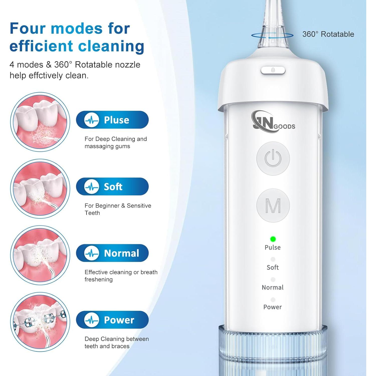 Irrigador Dental Portátil JNGOODS M141, 4 Modos, IPX7