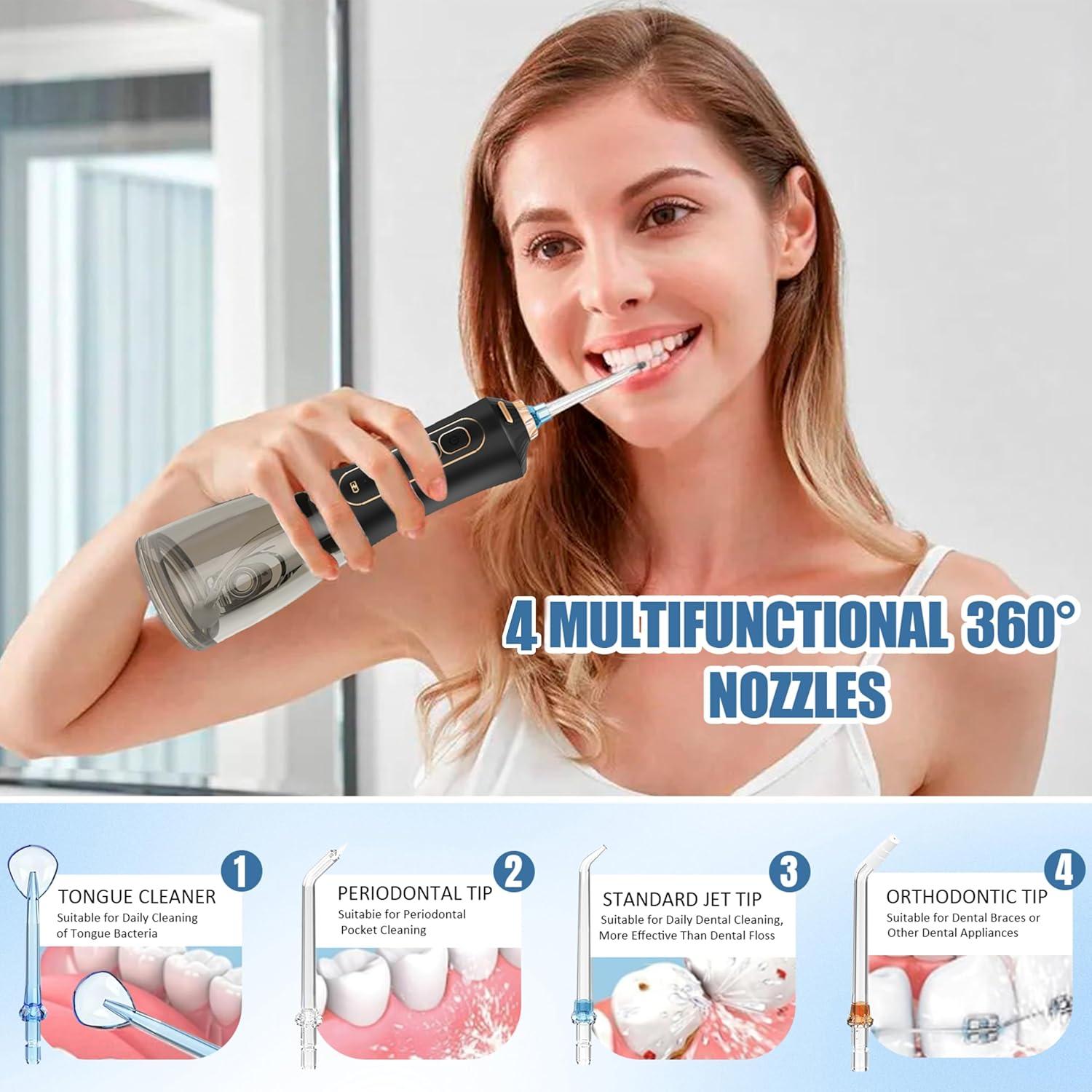 Irrigador Dental Portátil FlashNova - Recargable IPX7, 5 Modos