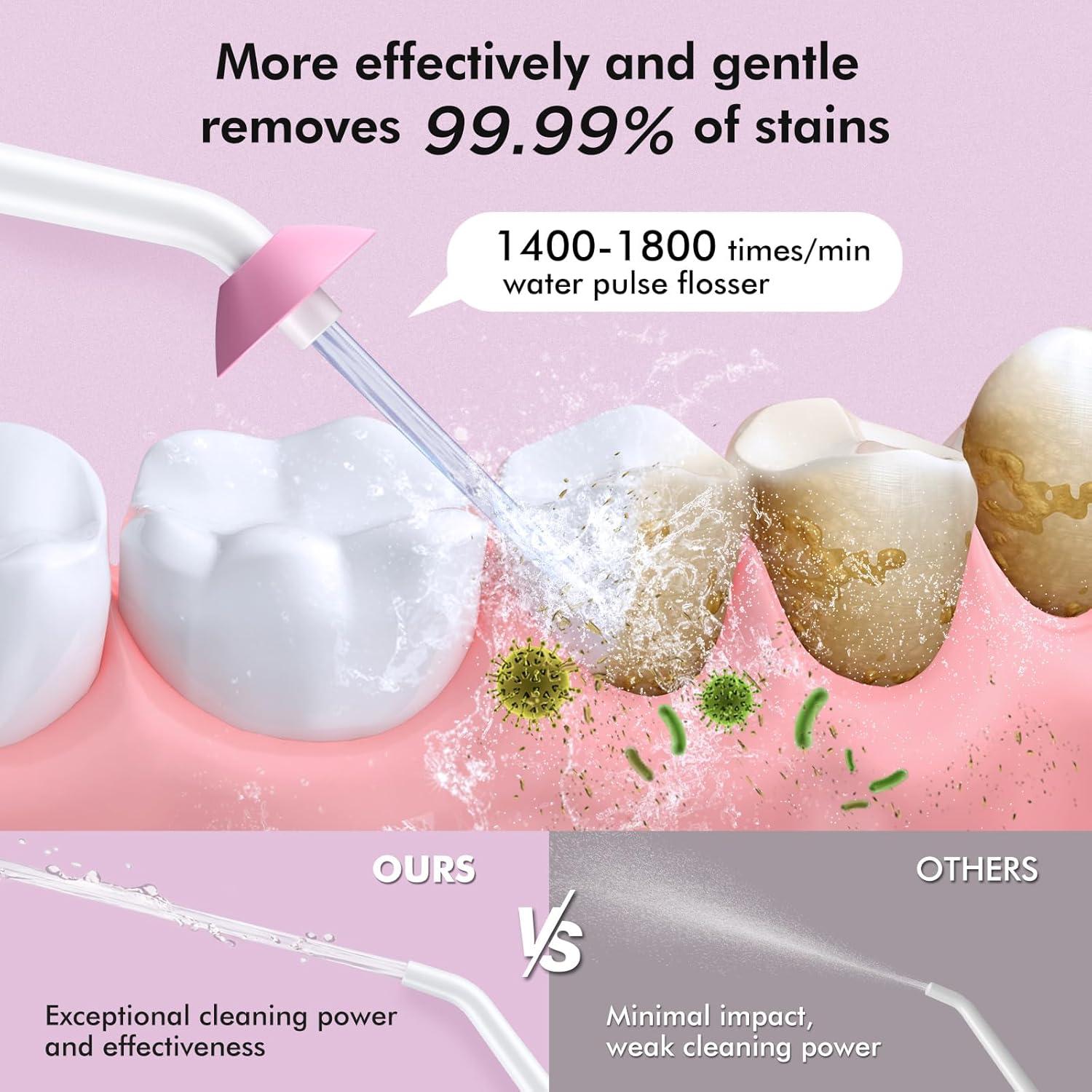 Irrigador Oral Inalámbrico Demita Rosa 300ML 3 Modos 5 Puntas