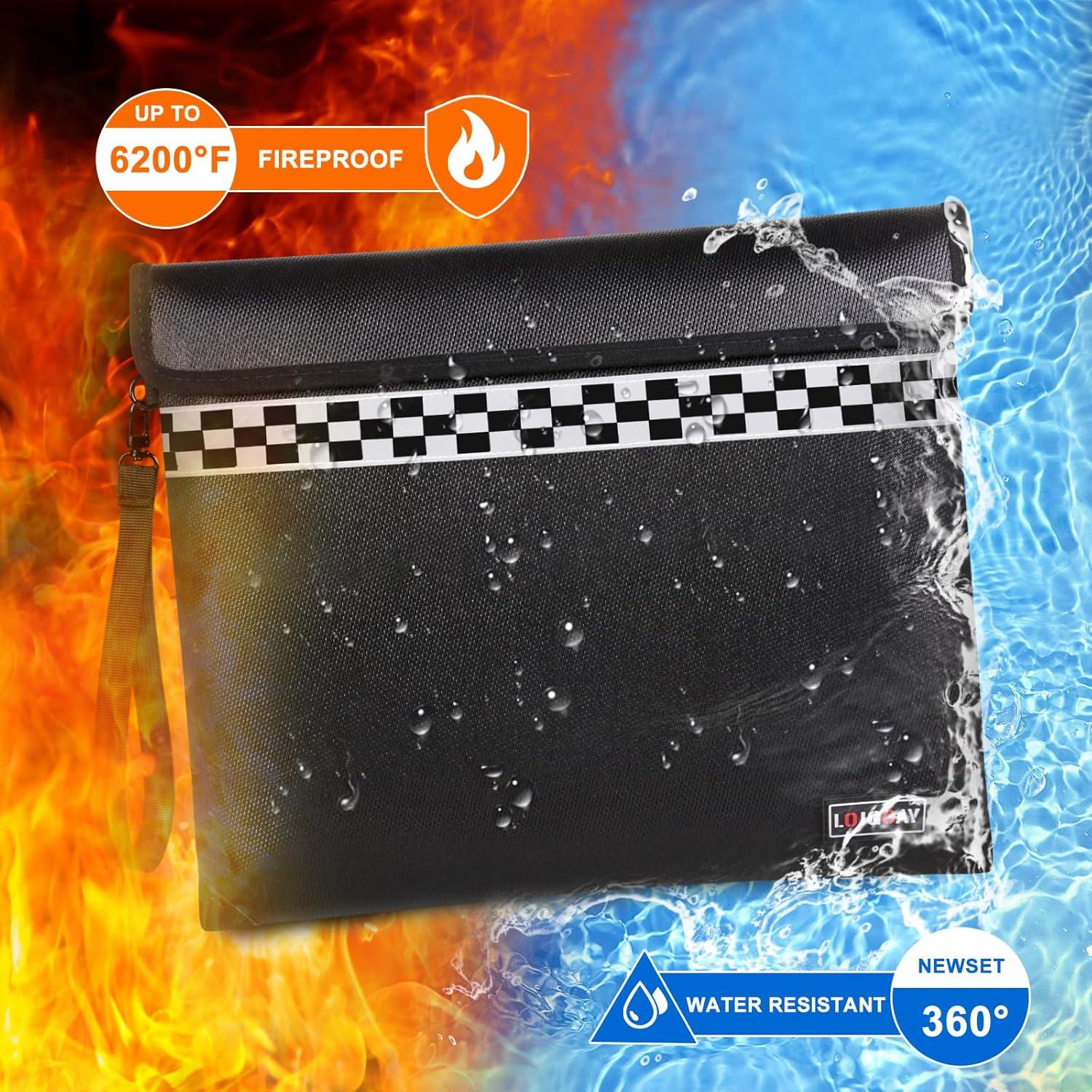 Bolsa Ignífuga LOJGOAY 33x28cm con Cremallera y Asa