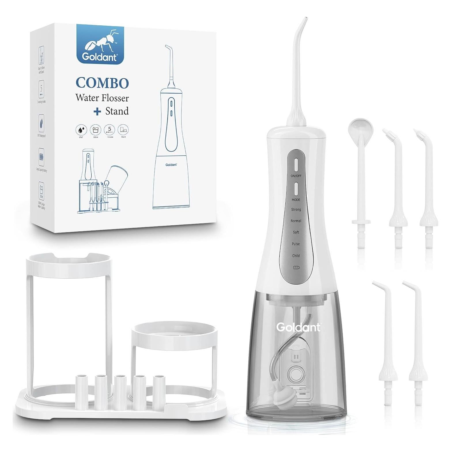 Irrigador Dental Inalámbrico Goldant AOW03 350ML 5 Modos Blanco