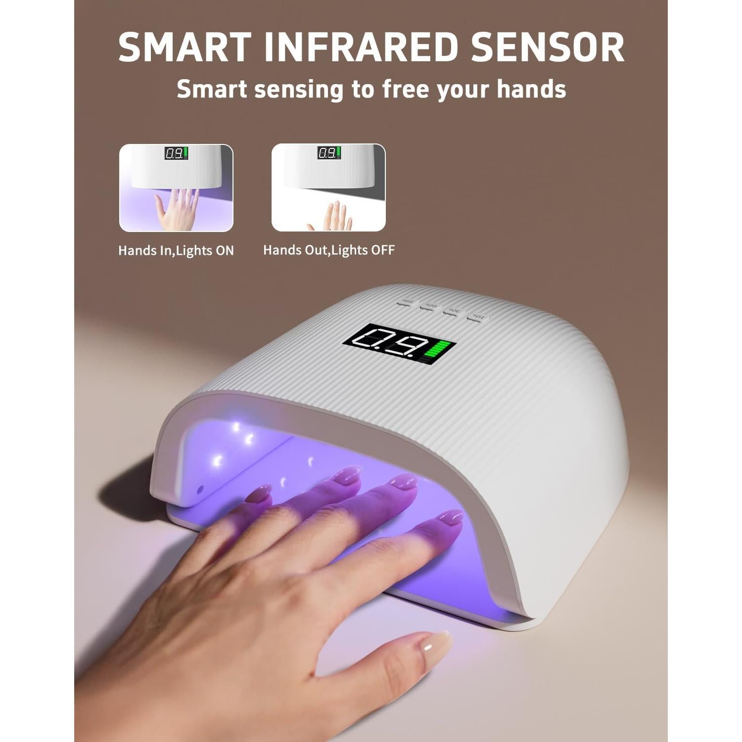 Lámpara UV LED Meremit 72W Recargable para Uñas con Sensor