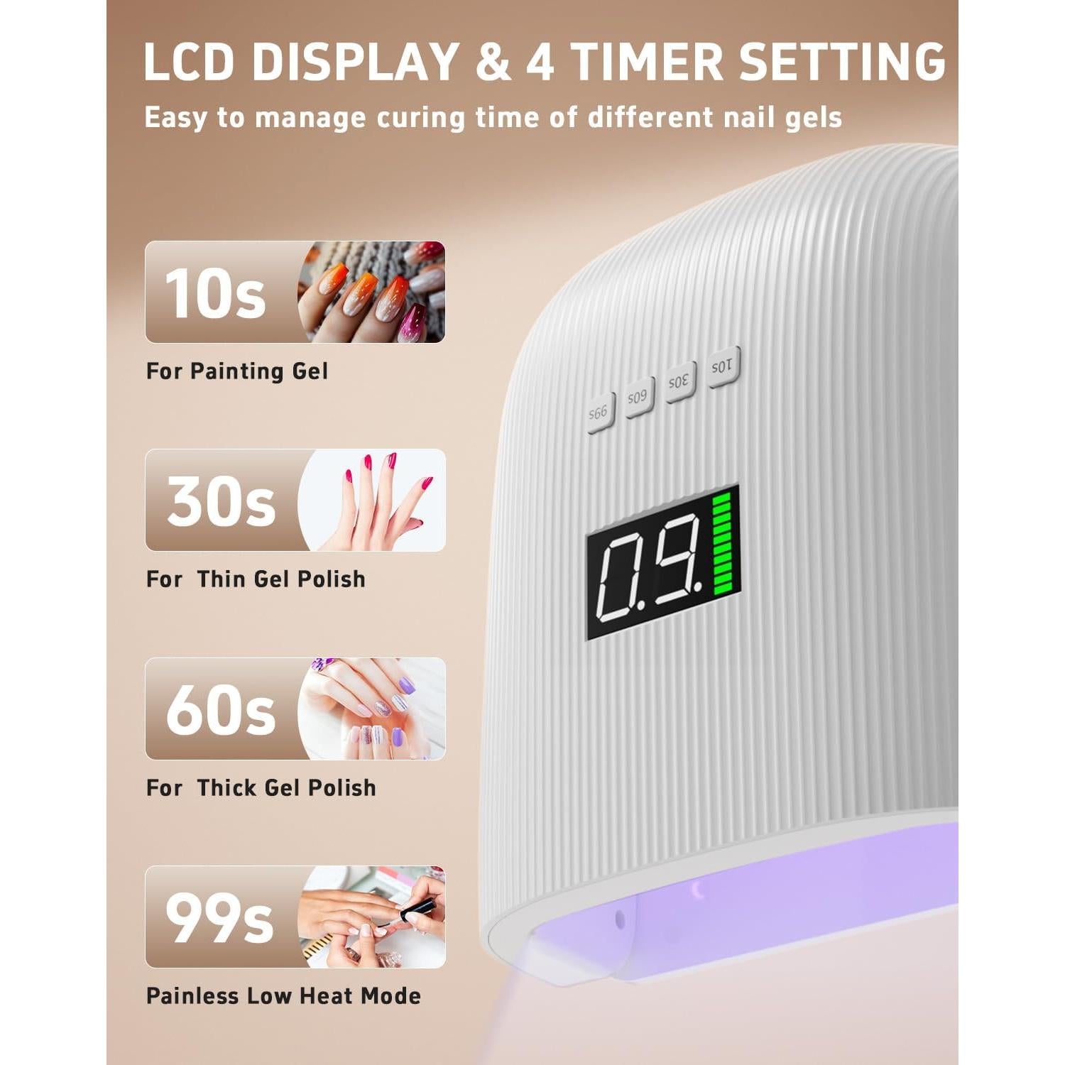 Lámpara UV LED Meremit 72W Recargable para Uñas con Sensor