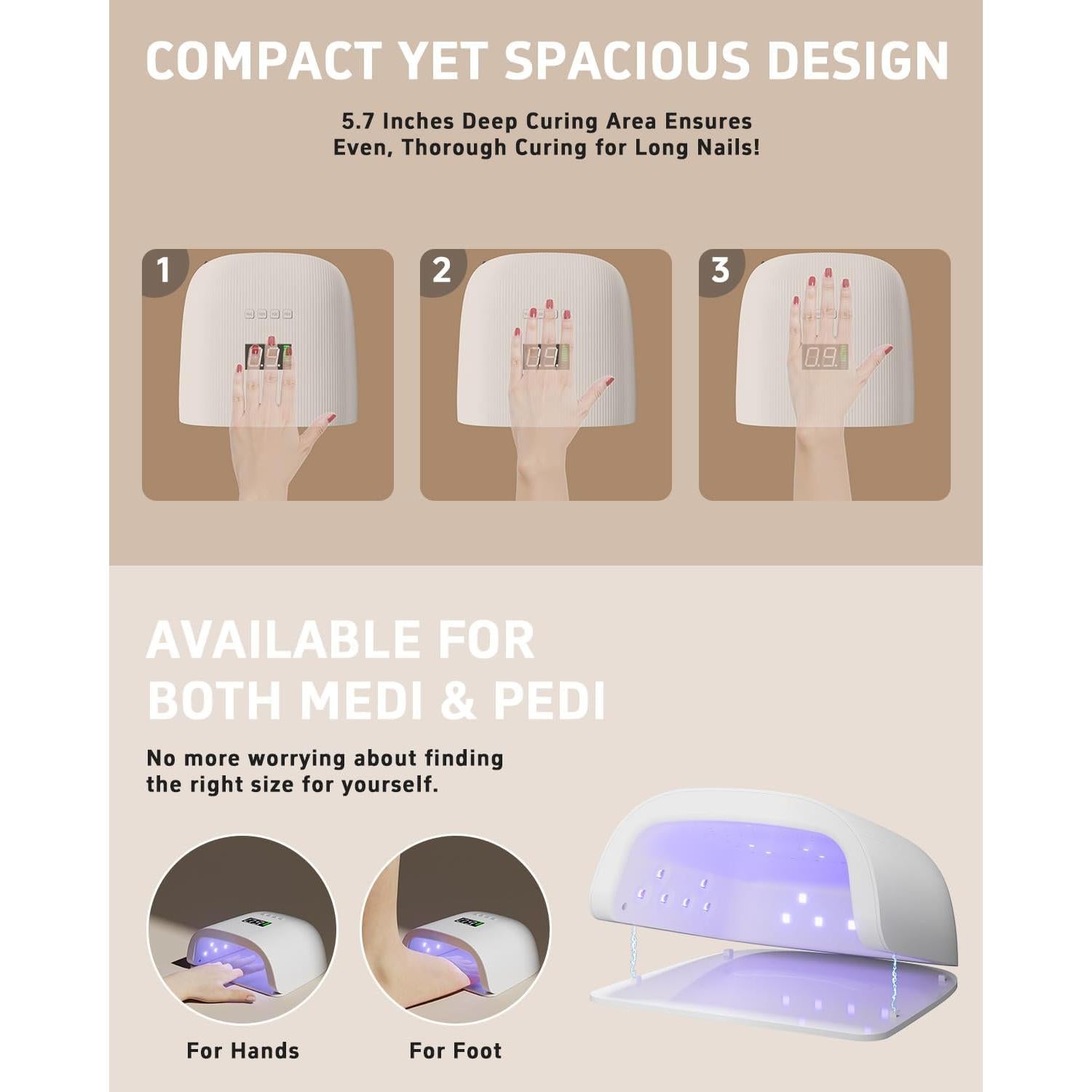 Lámpara UV LED Meremit 72W Recargable para Uñas con Sensor