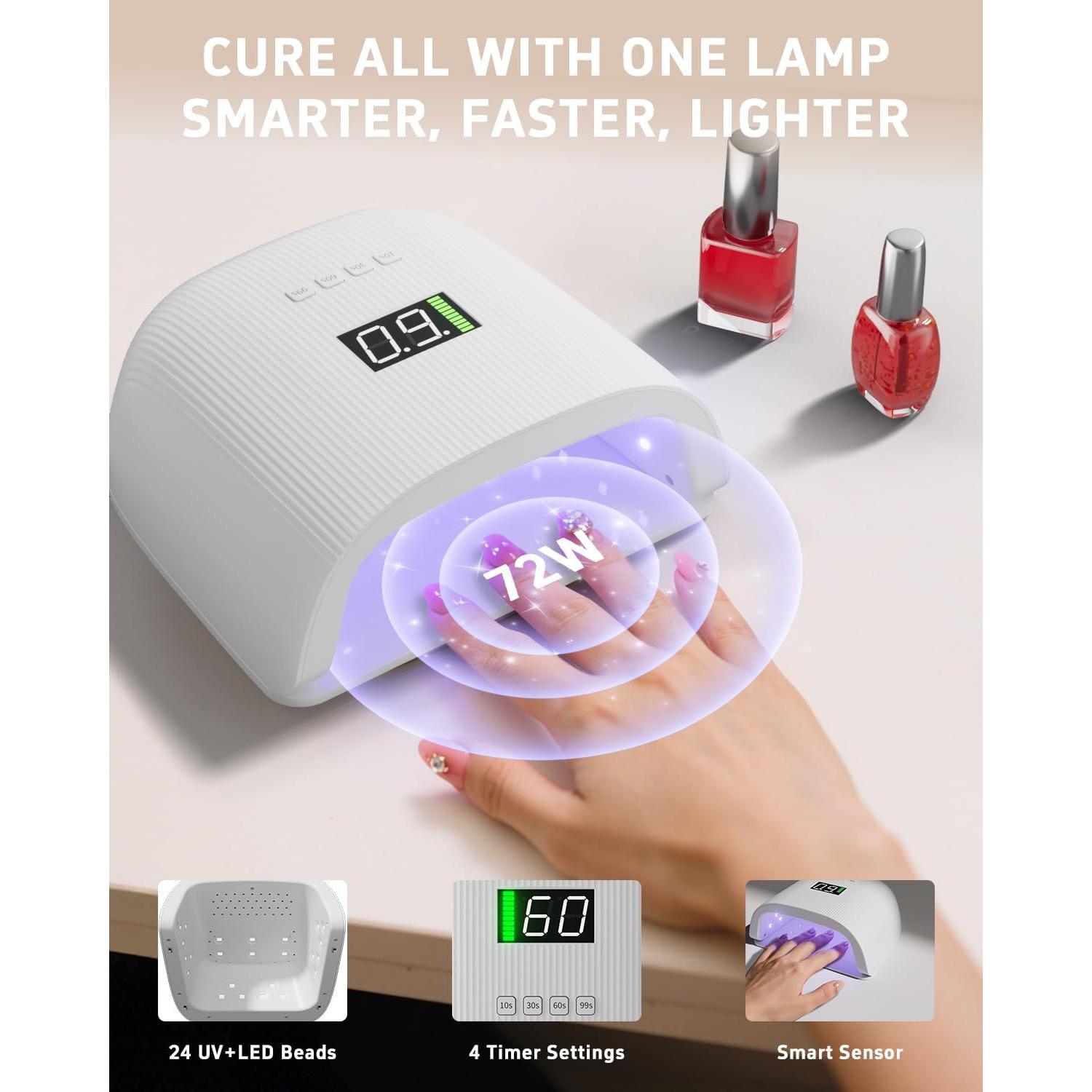 Lámpara UV LED Meremit 72W Recargable para Uñas con Sensor
