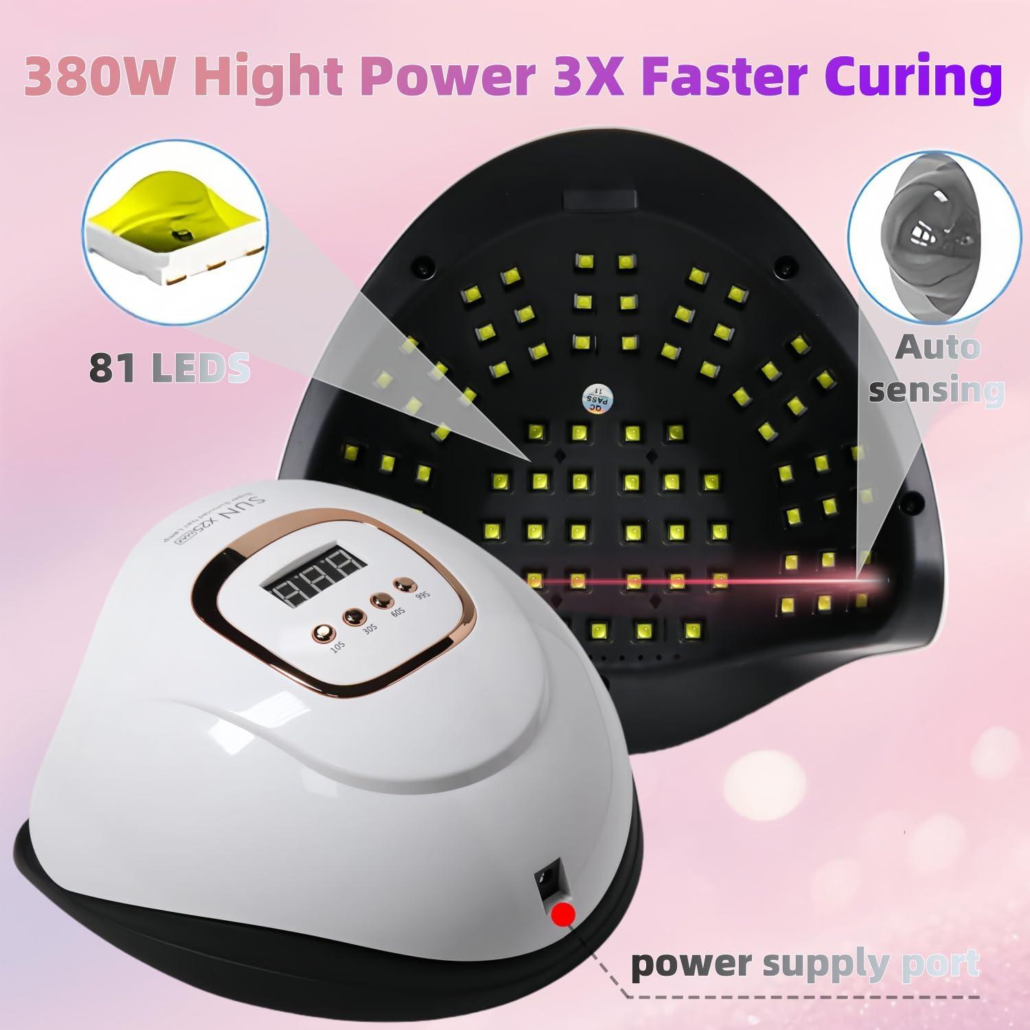 Lámpara de Uñas LED UV DMJWAN 380W 81 Perlas 4 Temporizadores