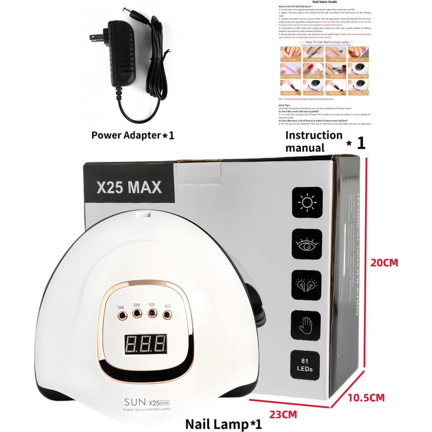 Lámpara de Uñas LED UV DMJWAN 380W 81 Perlas 4 Temporizadores