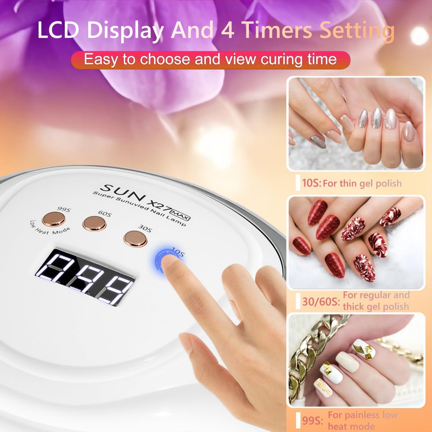 Lámpara de Uñas LED UV DMJWAN 380W 81 Perlas 4 Temporizadores