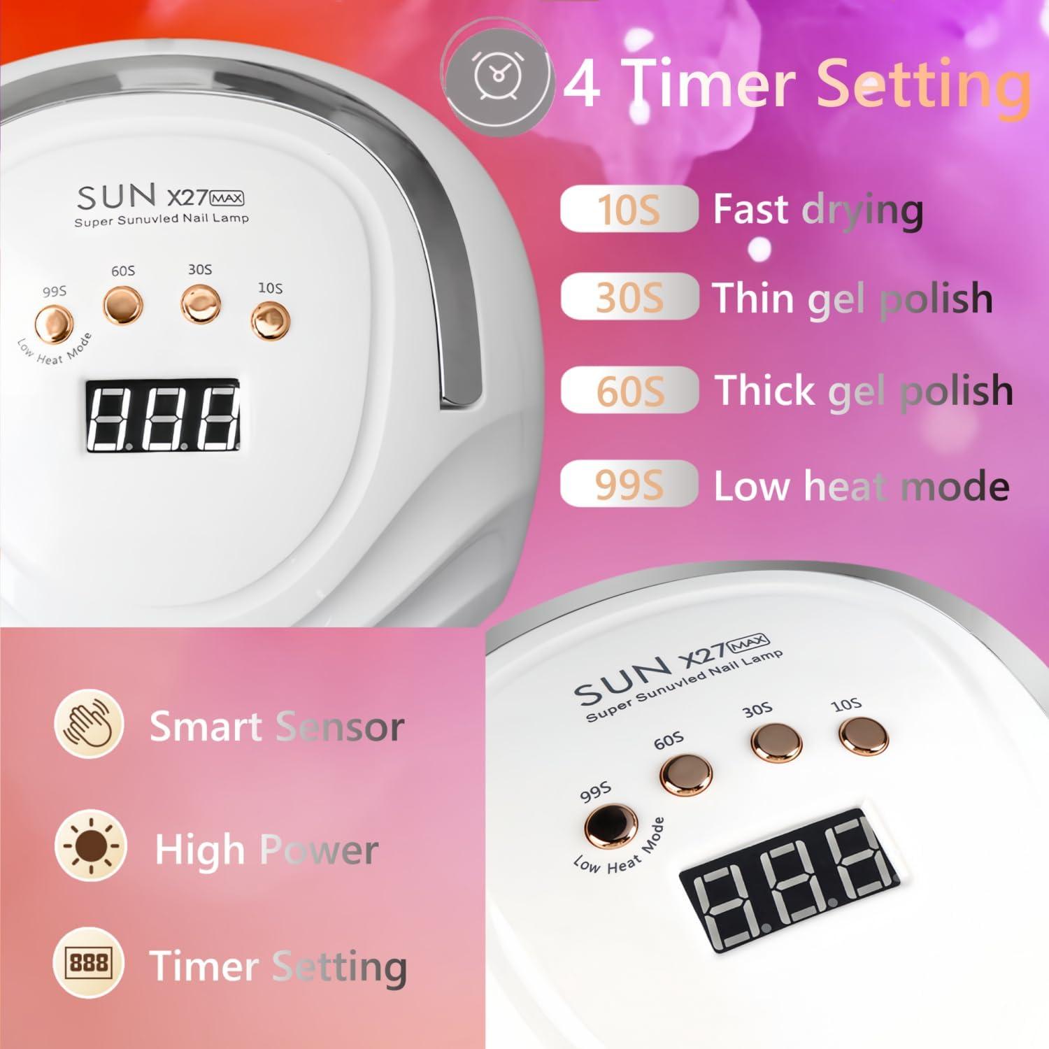 Lámpara de Uñas LED UV DMJWAN 380W 81 Perlas 4 Temporizadores