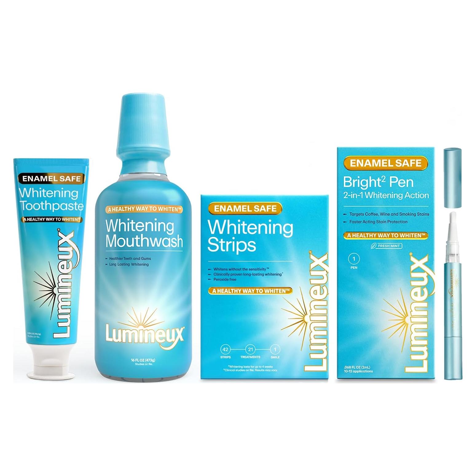 Kit de Blanqueamiento Dental Lumineux - Pasta, Enjuague y Tiras