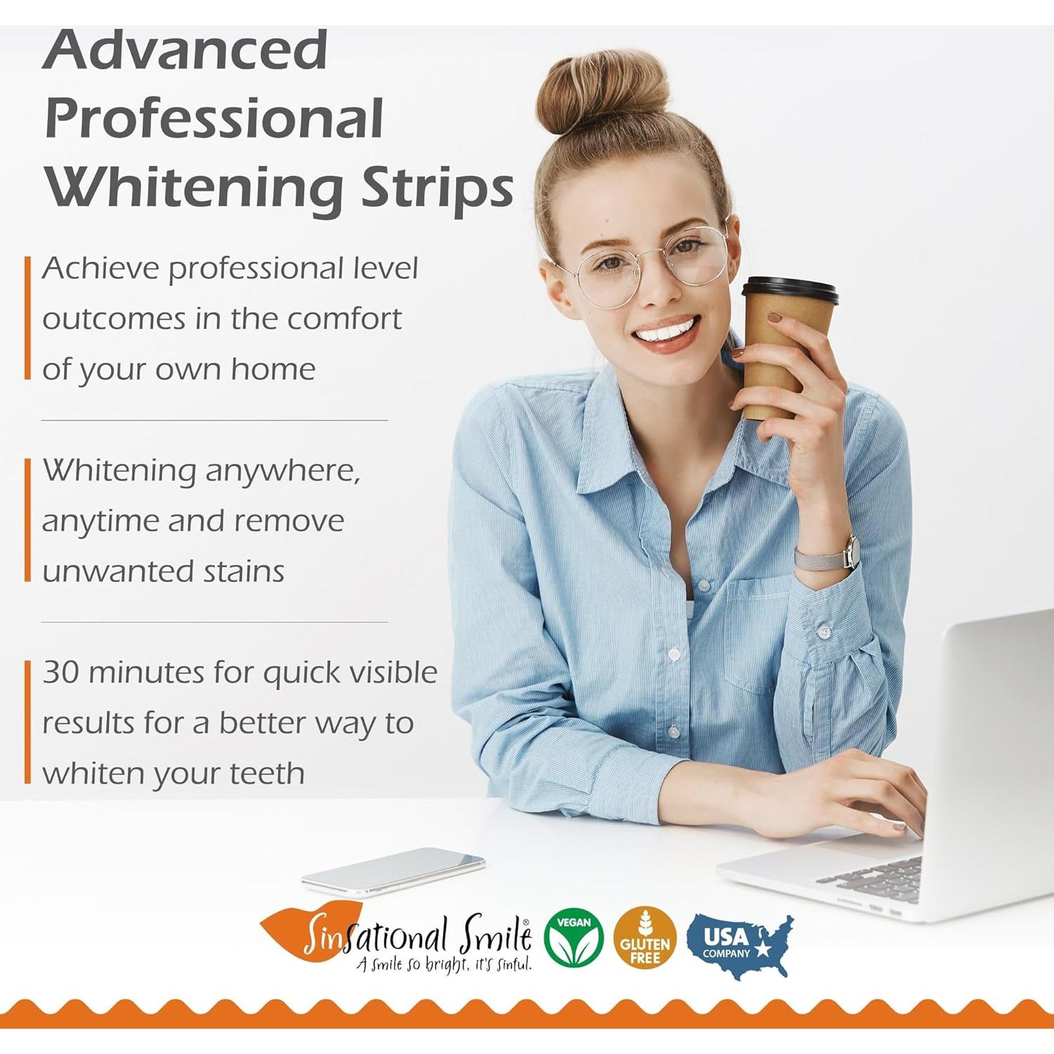 Tiras Blanqueadoras Sinsational Smile - 28 Tiras (14 Tratamientos) para Dientes Sensibles
