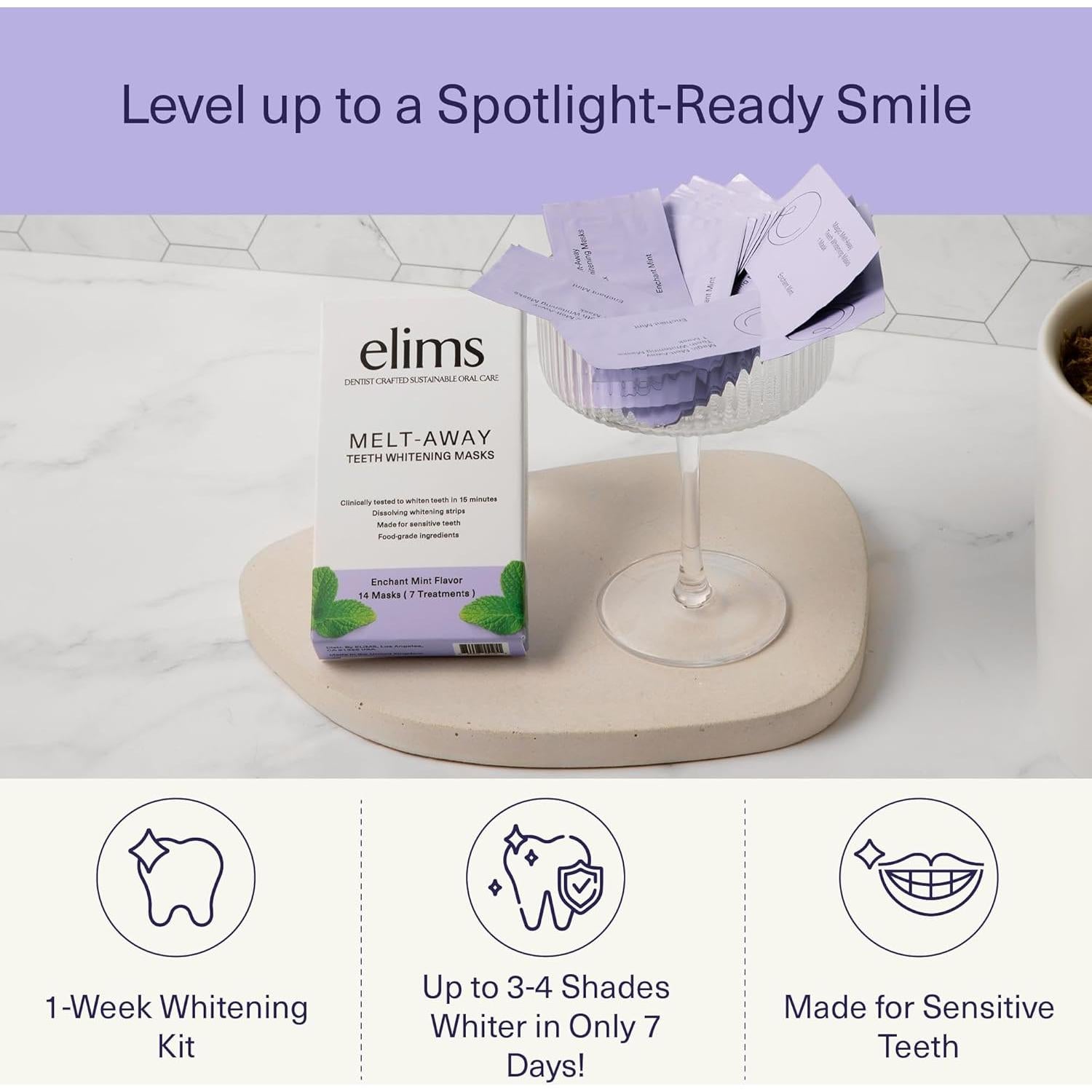 Tiras Blanqueadoras ELIMS Melt-Away para Dientes Sensibles - 14 Tiras