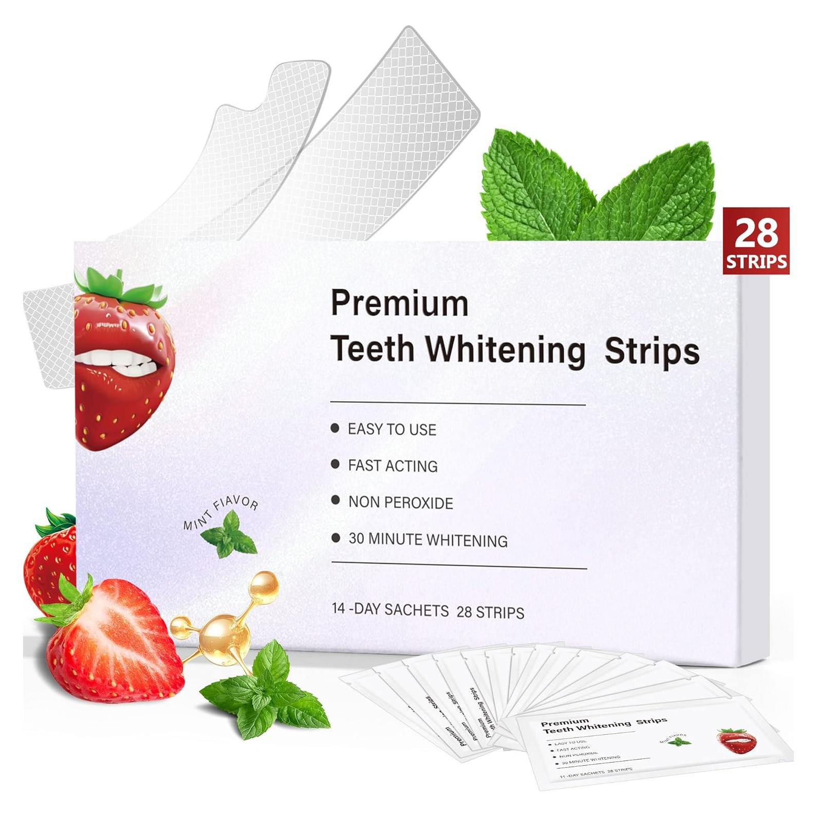 Tiras Blanqueadoras de Dientes Spearlcable - 28 Tiras, Sin Peróxido