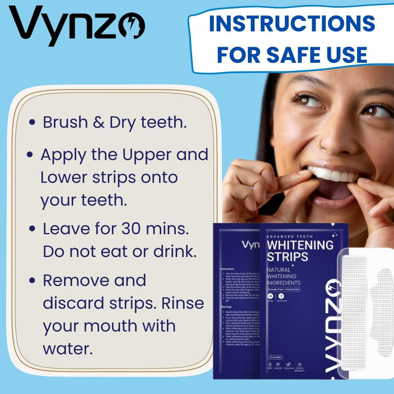 Tiras Blanqueadoras VYNZO para Dientes Sensibles - 7 Tratamientos