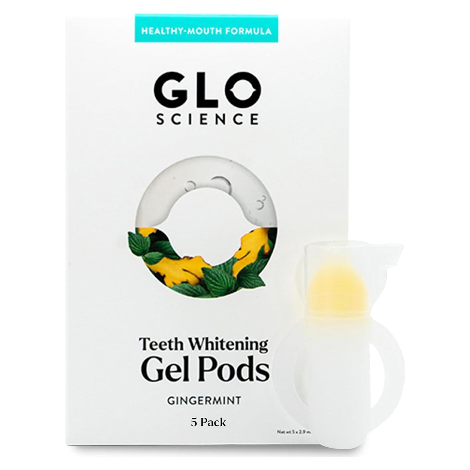 GLO Science Gel Blanqueador Dental Jengibre Menta 6% Peróxido - 5 Cápsulas
