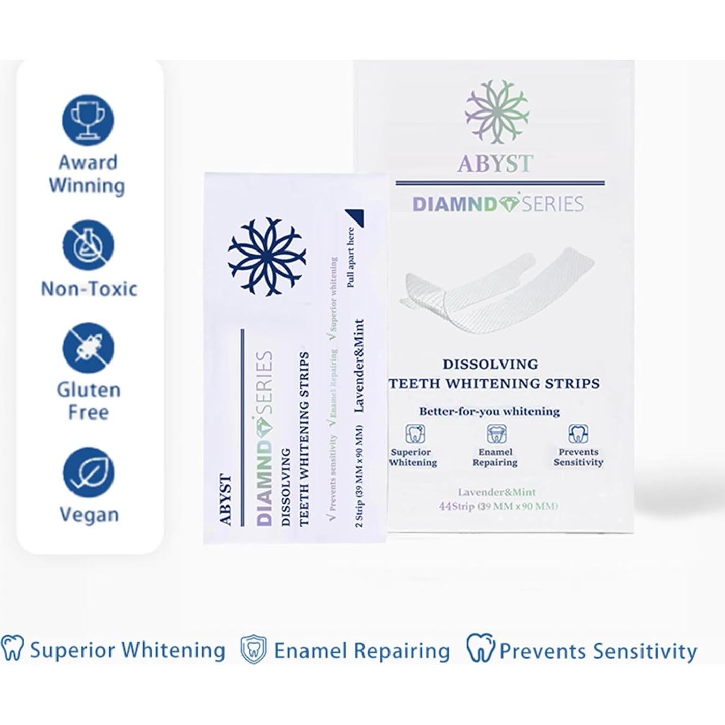 Tiras Blanqueadoras de Dientes ABYST 44 Ct Cuidado Dental Suave