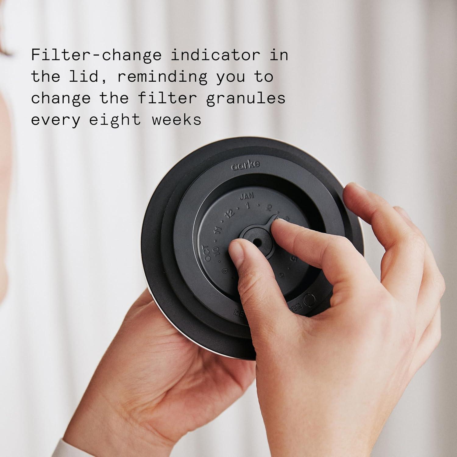 Jarra de Filtro de Agua Aarke 1.18L de Vidrio con Filtro Recargable