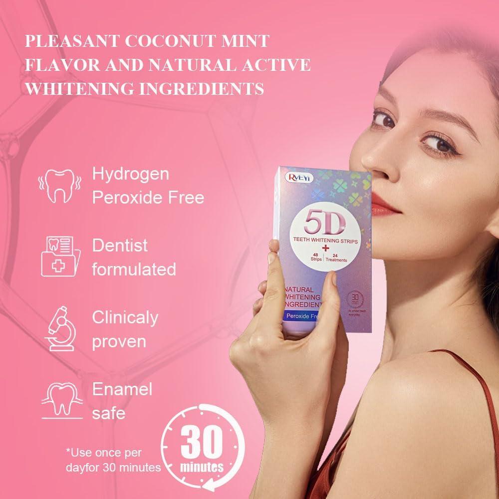 Tiras Blanqueadoras de Dientes RVEYi Sin Peróxido 48 Unidades