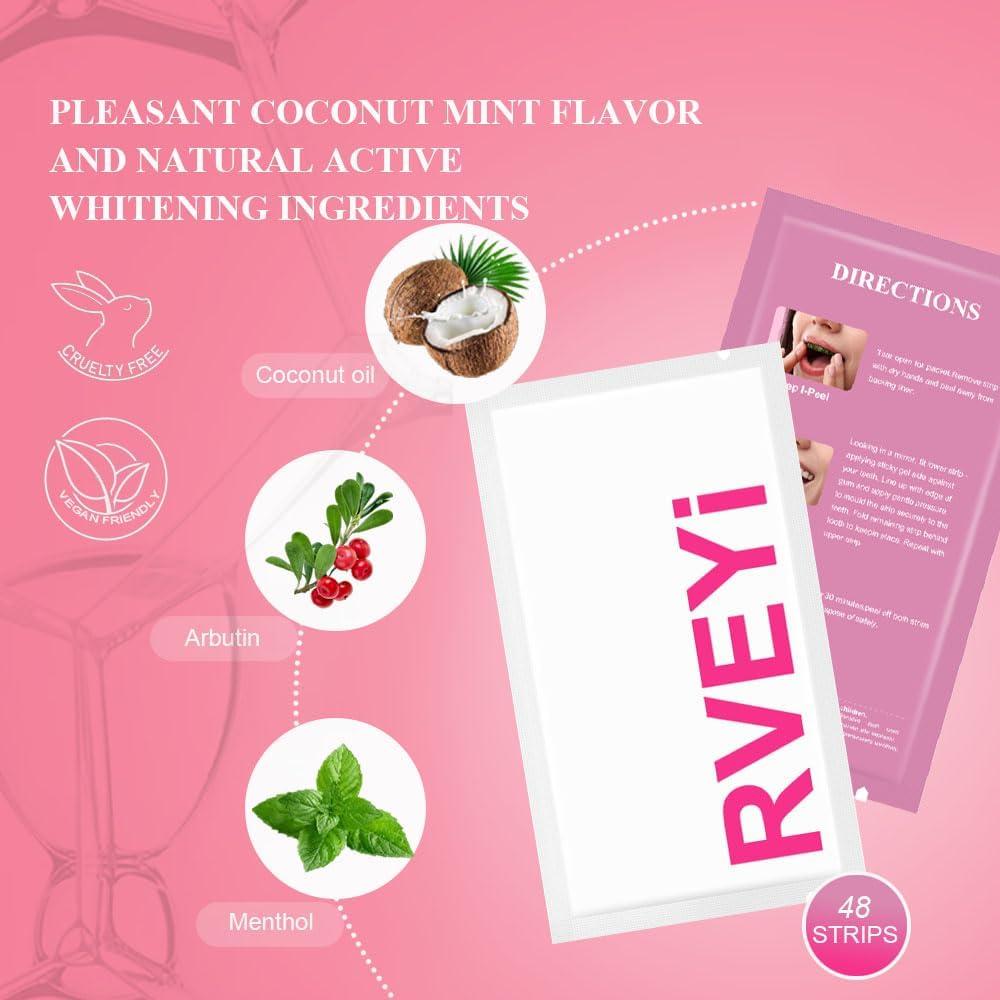 Tiras Blanqueadoras de Dientes RVEYi Sin Peróxido 48 Unidades