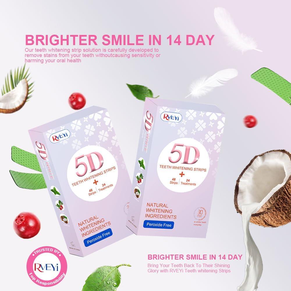 Tiras Blanqueadoras de Dientes RVEYi Sin Peróxido 48 Unidades
