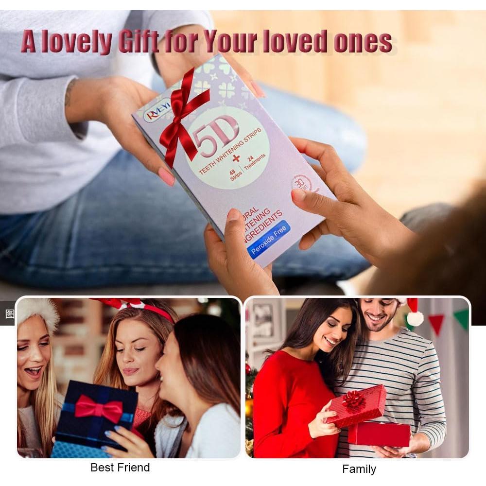 Tiras Blanqueadoras de Dientes RVEYi Sin Peróxido 48 Unidades