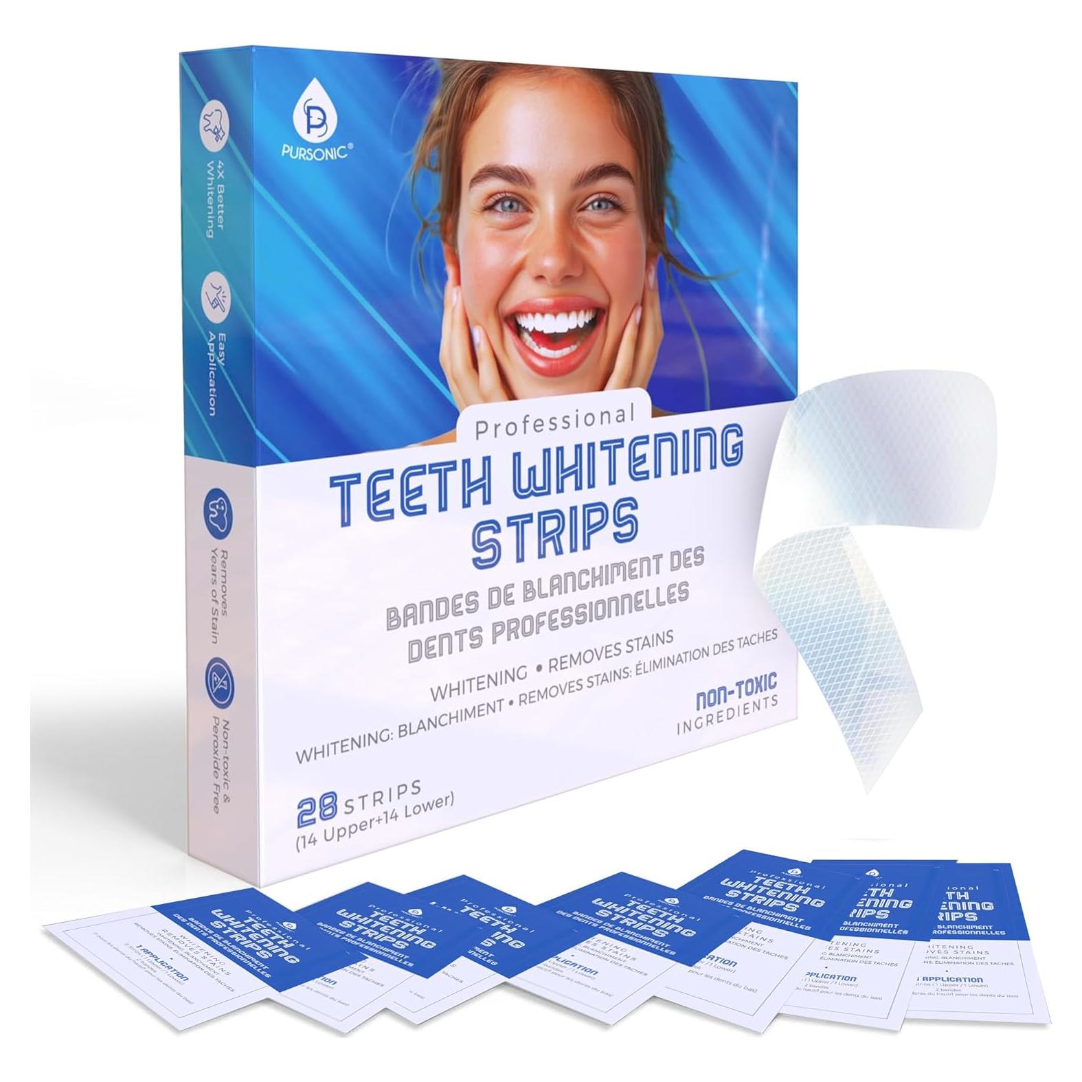 Tiras Blanqueadoras Pursonic 28 Unidades - Sin Peróxido y No Tóxicas