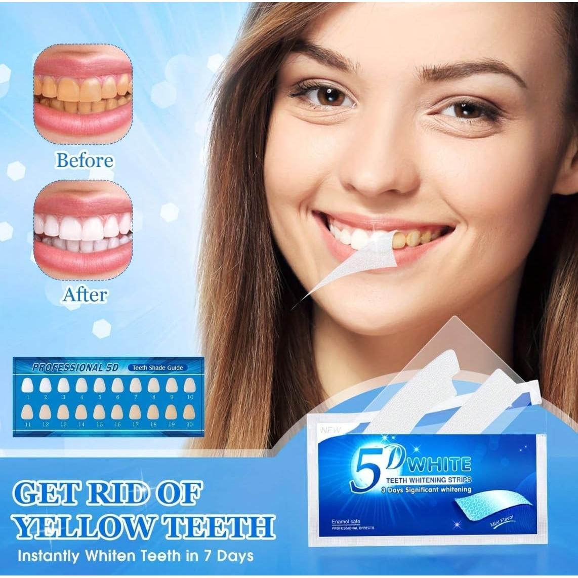 Tiras de Blanqueamiento Dental Profesional 5D Pujiang - Sensibilidad Reducida