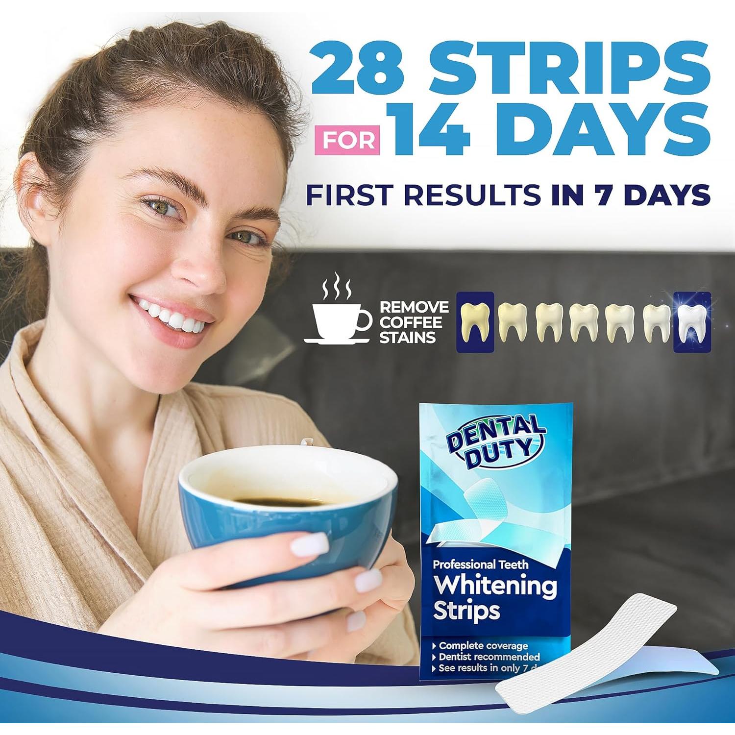 Tiras Blanqueadoras Dental Duty - 28 Piezas Veganas y Seguras