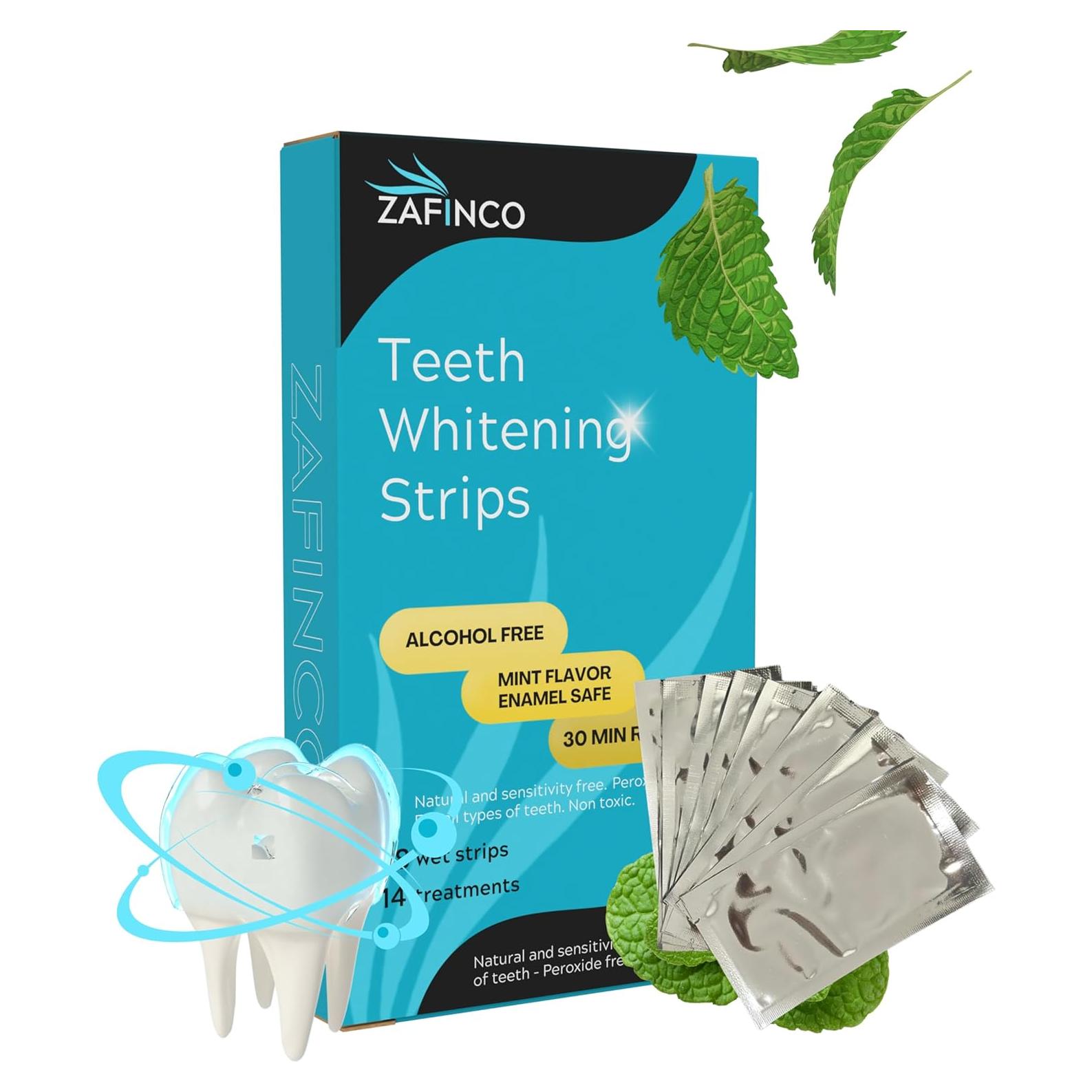 Tiras Blanqueadoras de Dientes ZAFINCO - 28 Tiras Menta