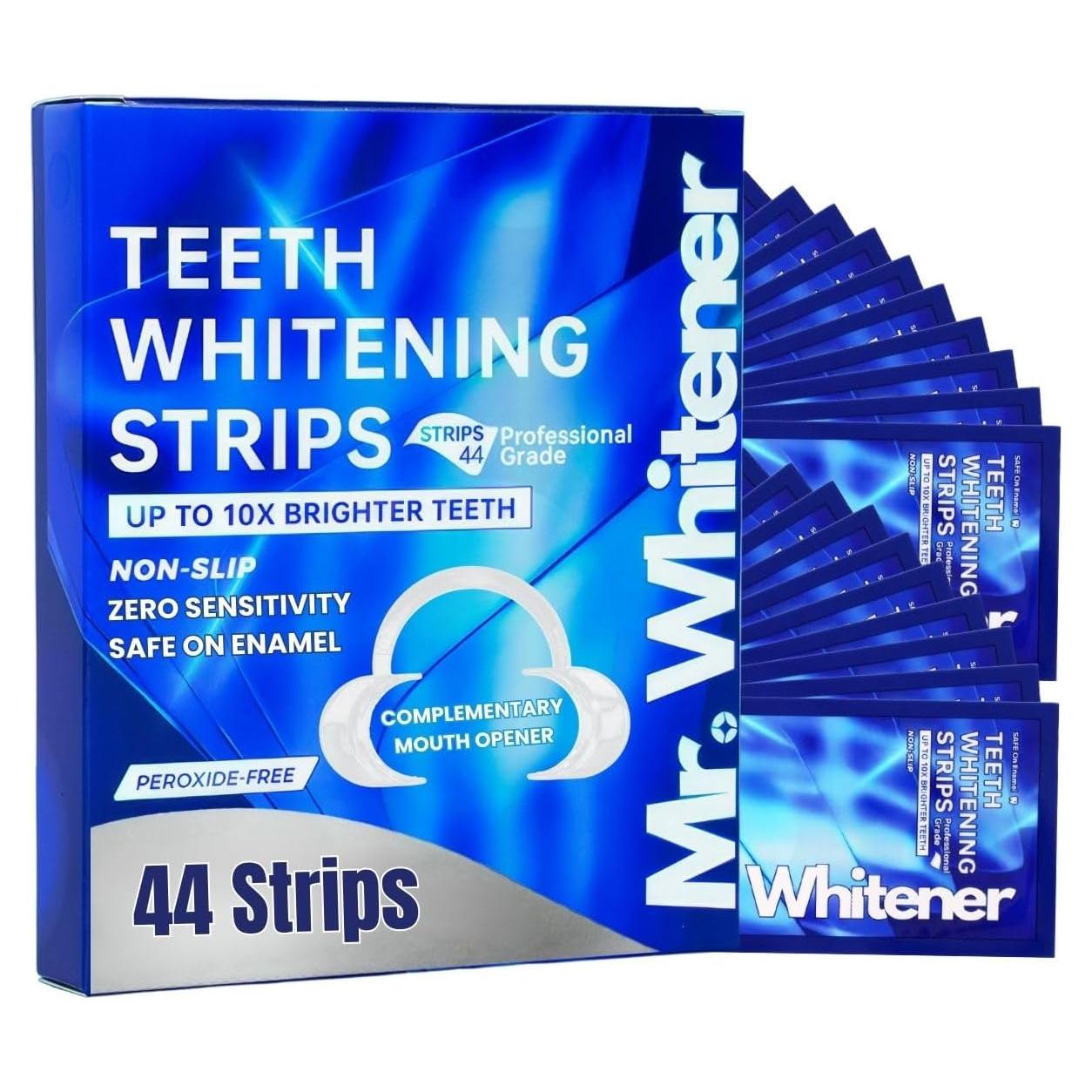 Tiras Blanqueadoras de Dientes Mr.Whitener - 44 Tiras Sin Peróxido