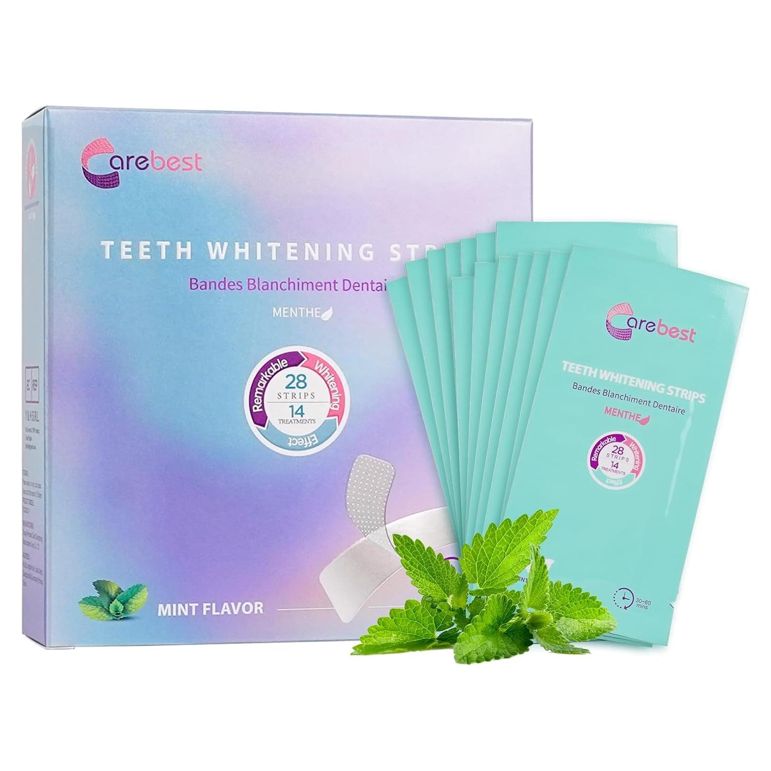 Tiras Blanqueadoras Dentales Carebest 28 Unidades para Dientes Sensibles