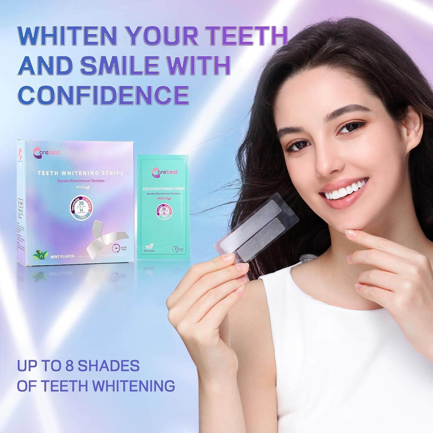 Tiras Blanqueadoras Dentales Carebest 28 Unidades para Dientes Sensibles