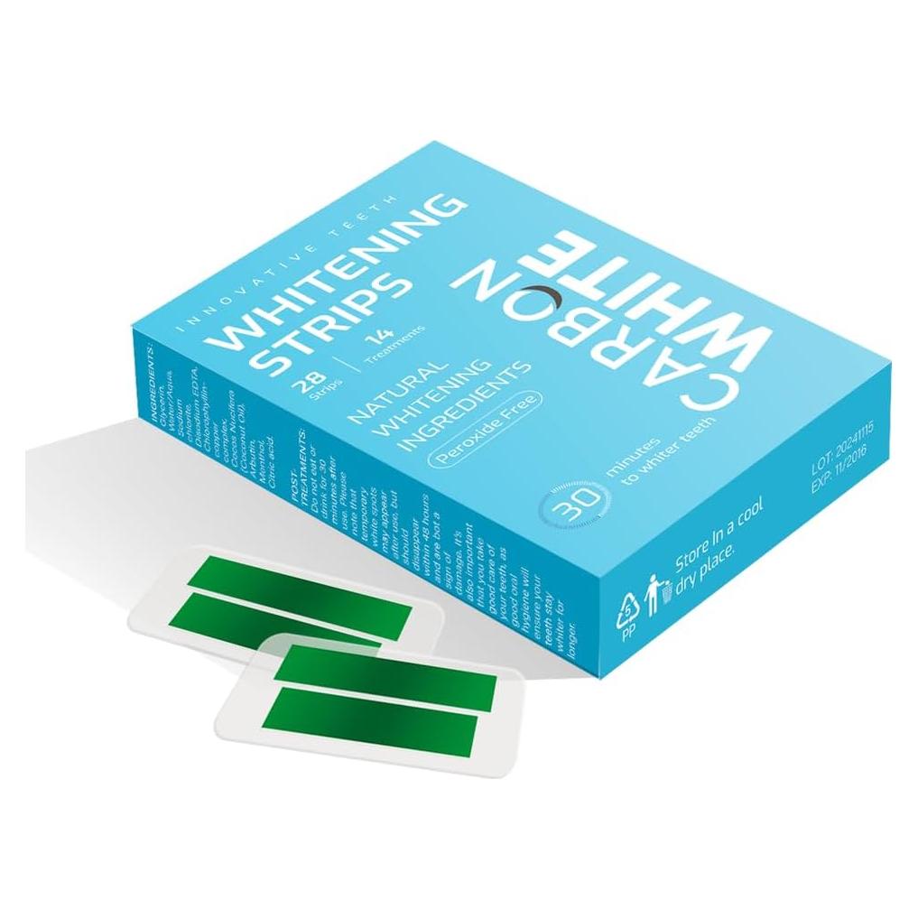 Tiras Blanqueadoras de Dientes Carbon White - 28 Unidades - Sabor Menta