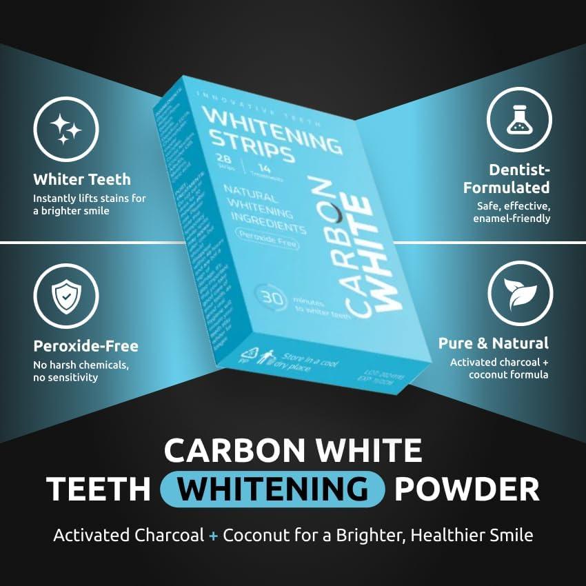 Tiras Blanqueadoras de Dientes Carbon White - 28 Unidades - Sabor Menta