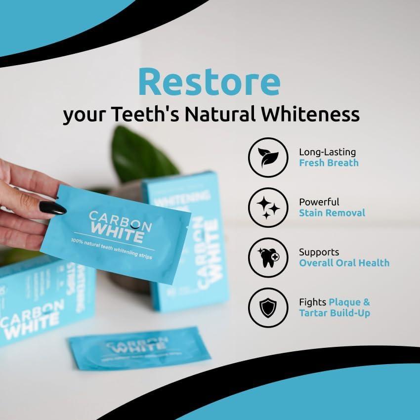 Tiras Blanqueadoras de Dientes Carbon White - 28 Unidades - Sabor Menta